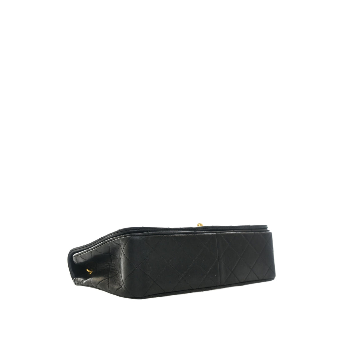 Chanel CC Quilted Lambskin Turnlock Full Single Flap — Black