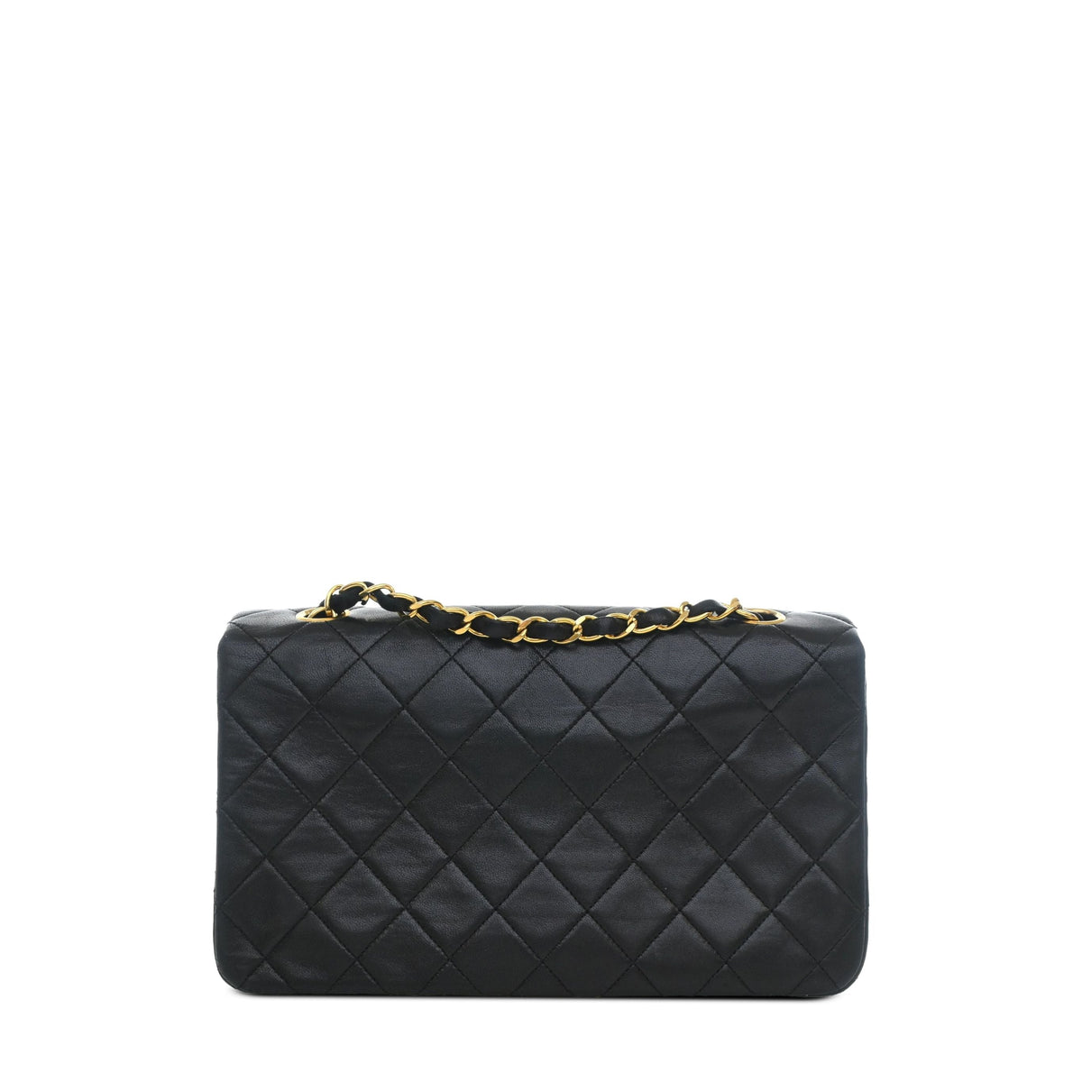 Chanel CC Quilted Lambskin Turnlock Full Single Flap — Black