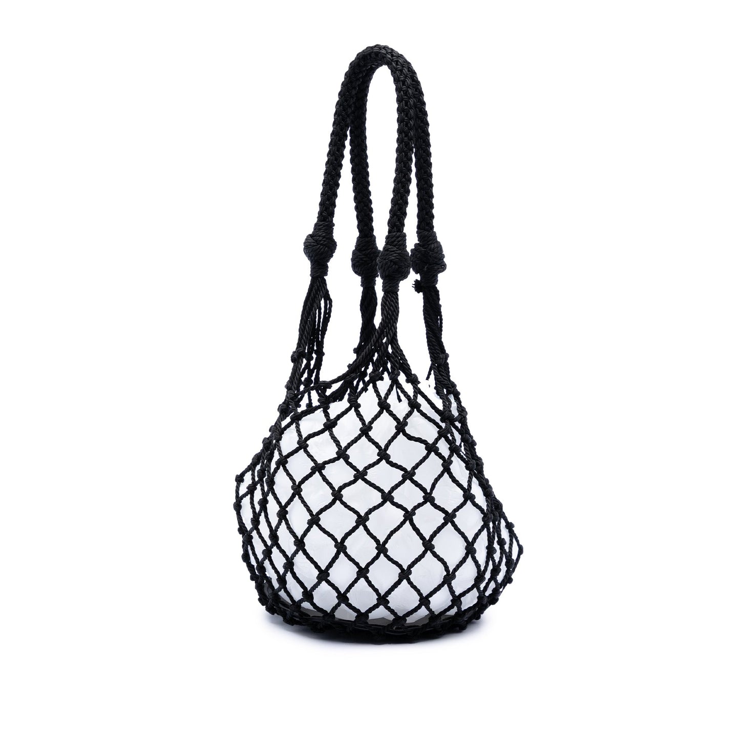 Mesh and Leather Bucket Bag