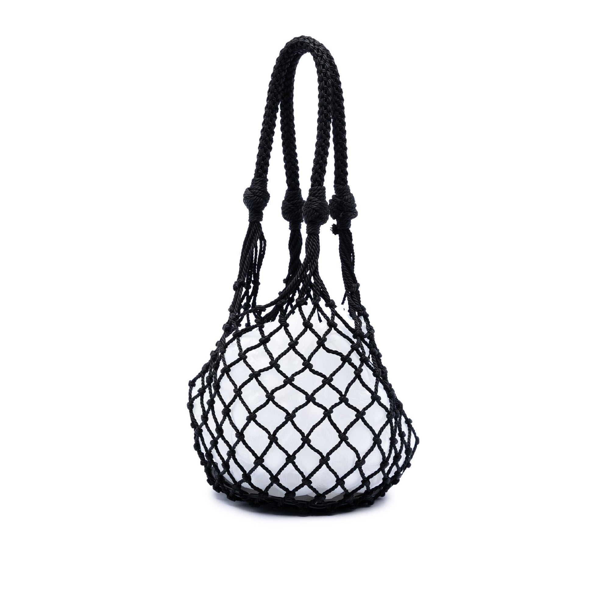 Mesh and Leather Bucket Bag