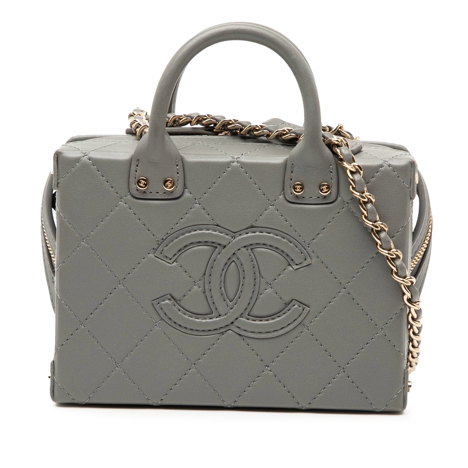 Chanel Small CC Quilted Calfskin Top Handle Convertible Vanity Case