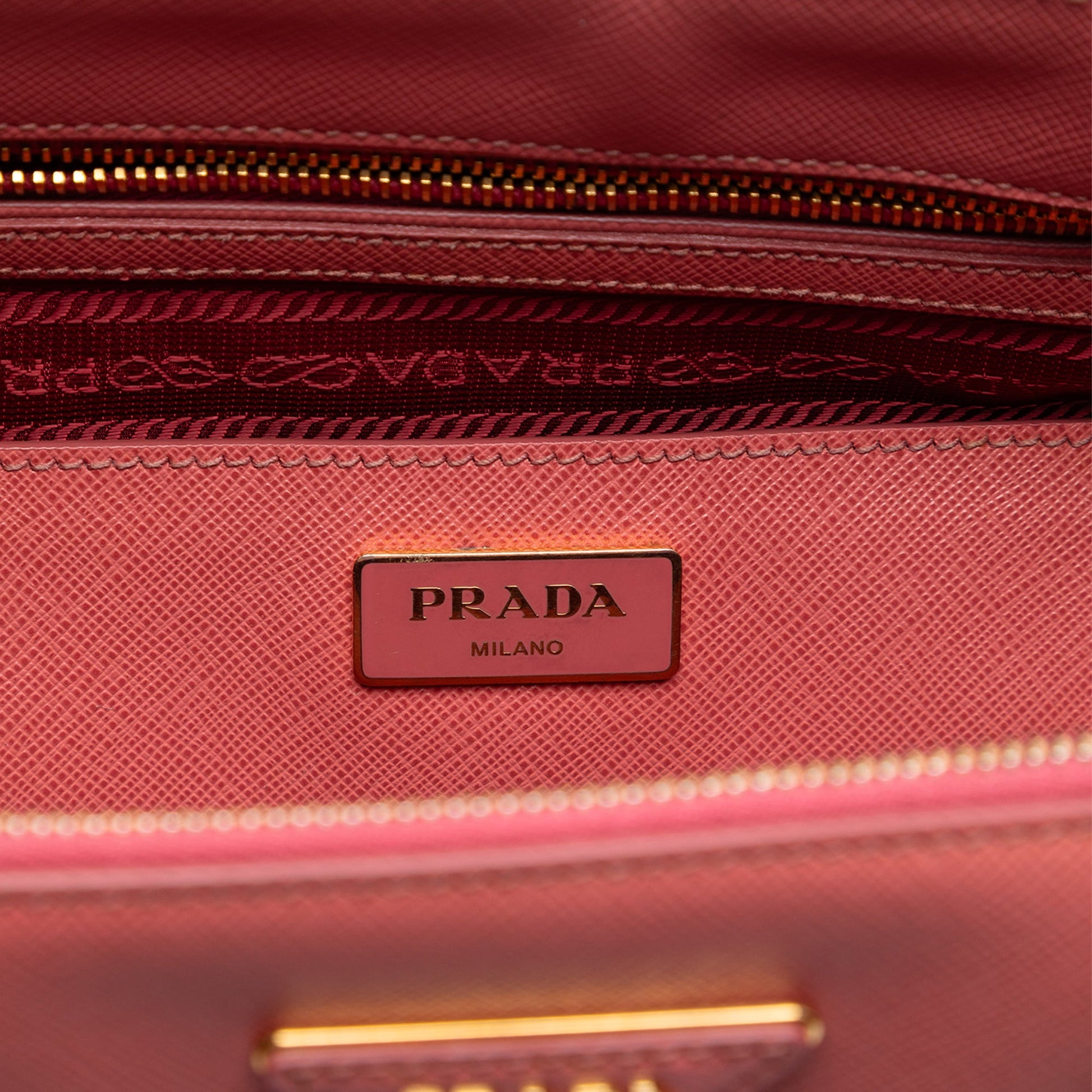Prada Saffiano Lux Galleria Double Zip Front Pocket Satchel
