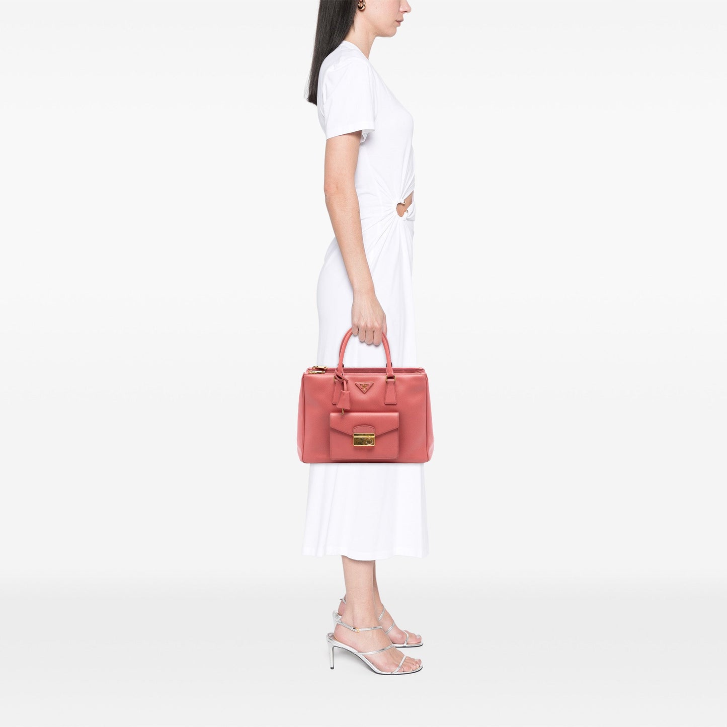 Prada Saffiano Lux Galleria Double Zip Front Pocket Satchel