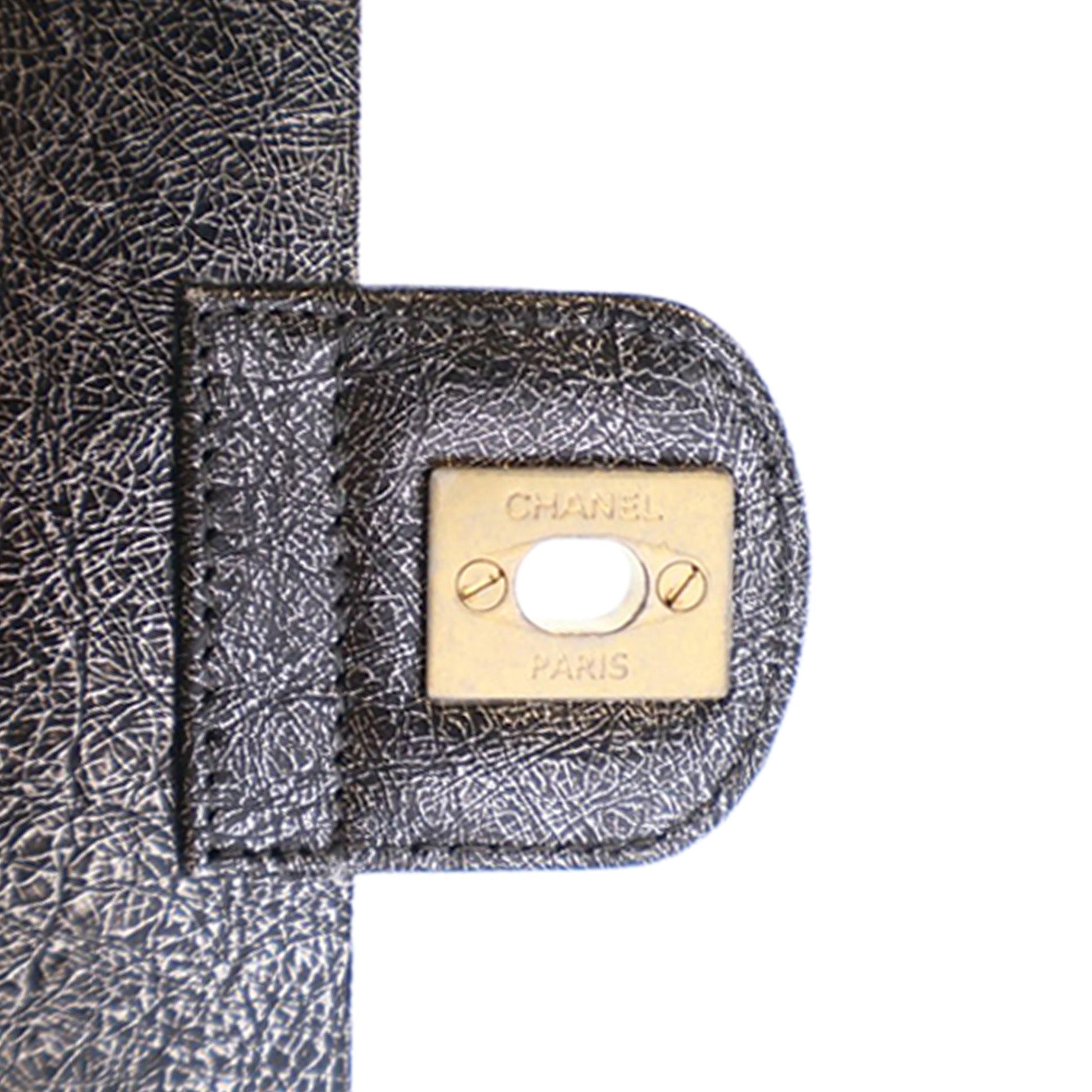 Chanel Cracked Metallic Calfskin Zip Away Chain Clutch