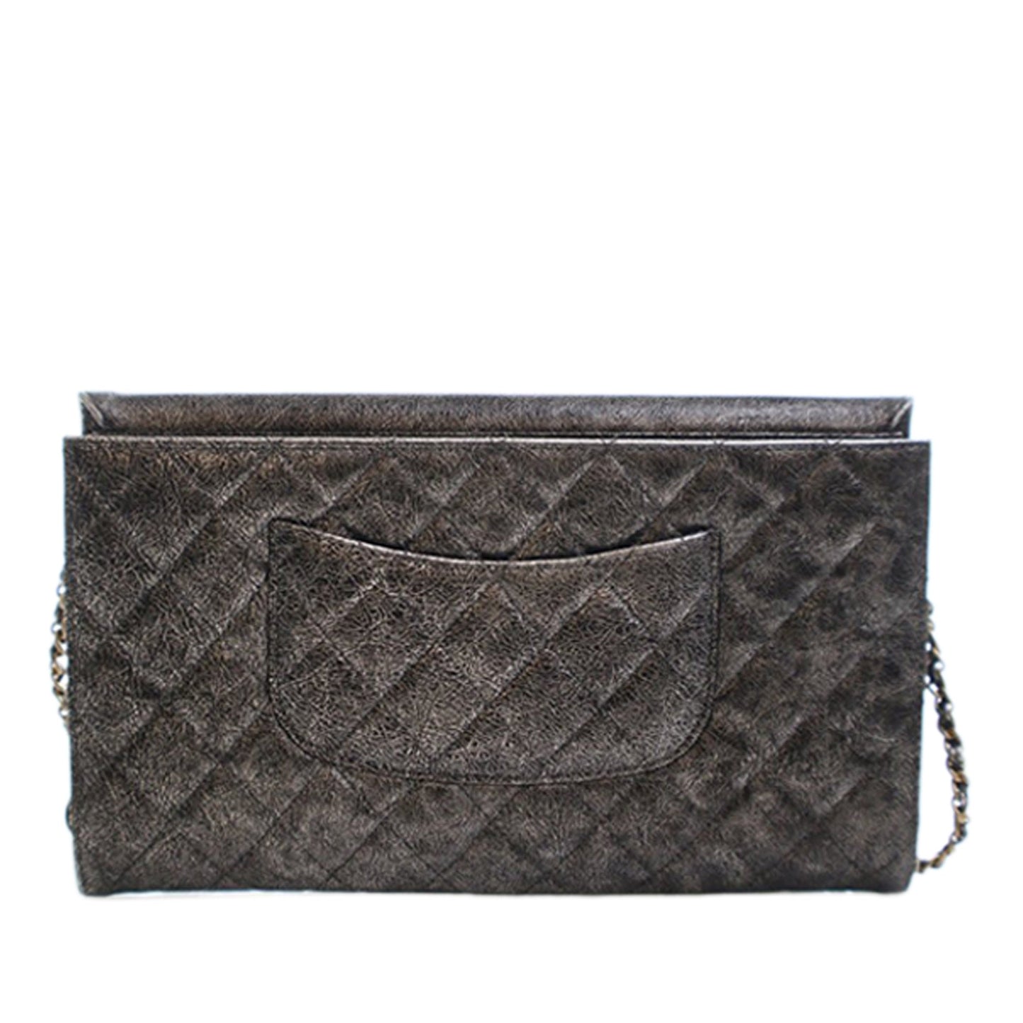 Chanel Cracked Metallic Calfskin Zip Away Chain Clutch