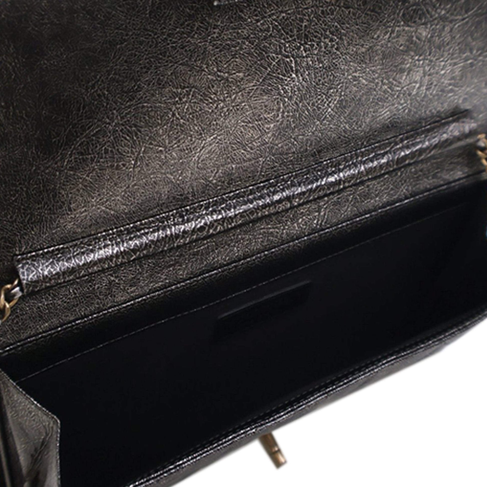 Chanel Cracked Metallic Calfskin Zip Away Chain Clutch