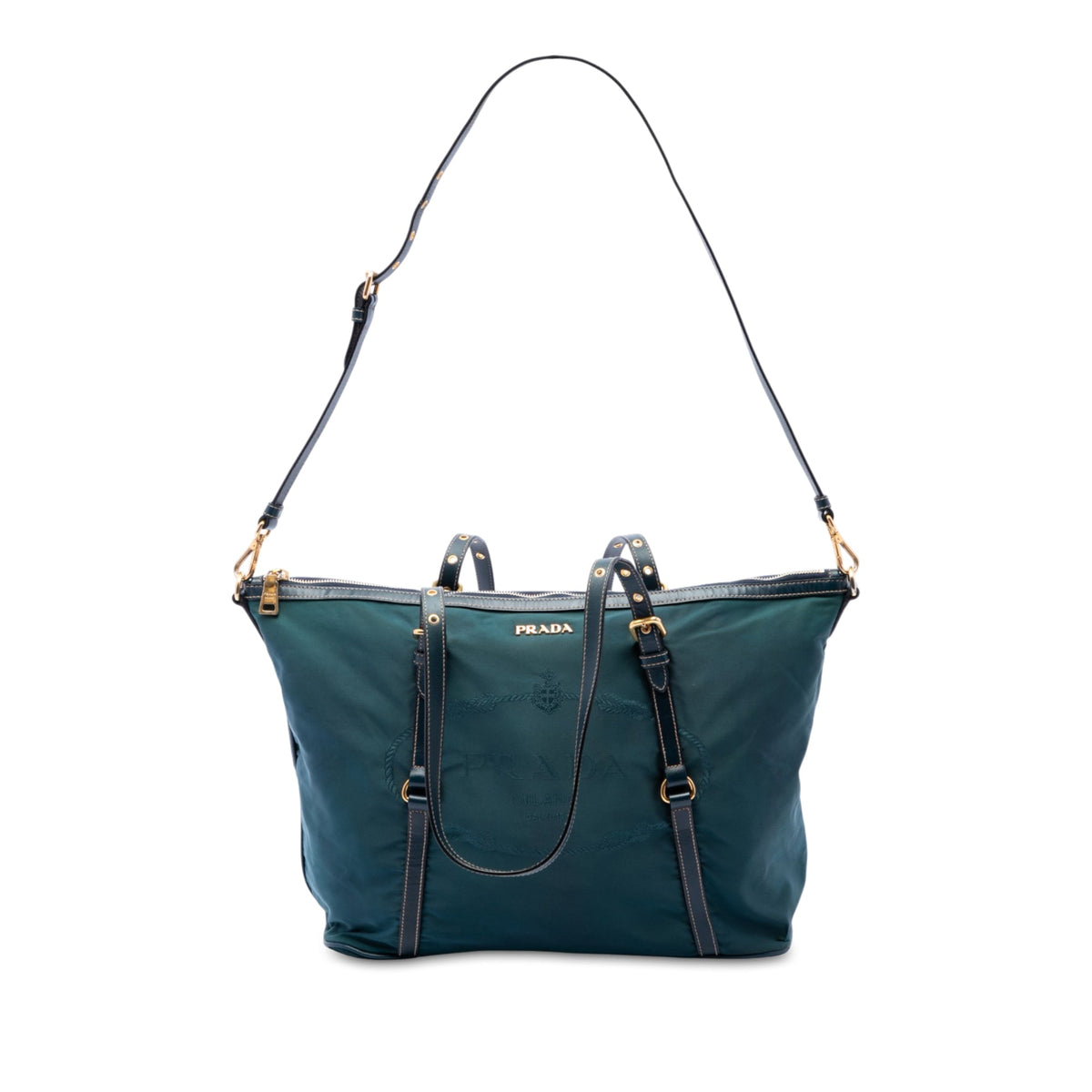 Prada Saffiano Trimmed Tessuto Satchel