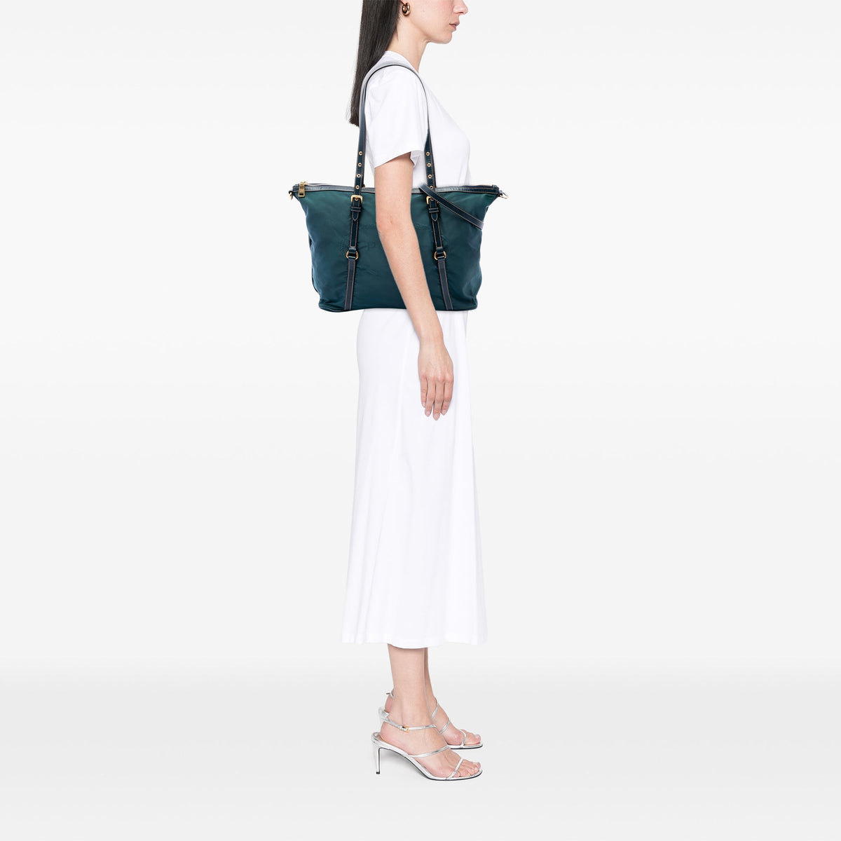 Prada Saffiano Trimmed Tessuto Satchel