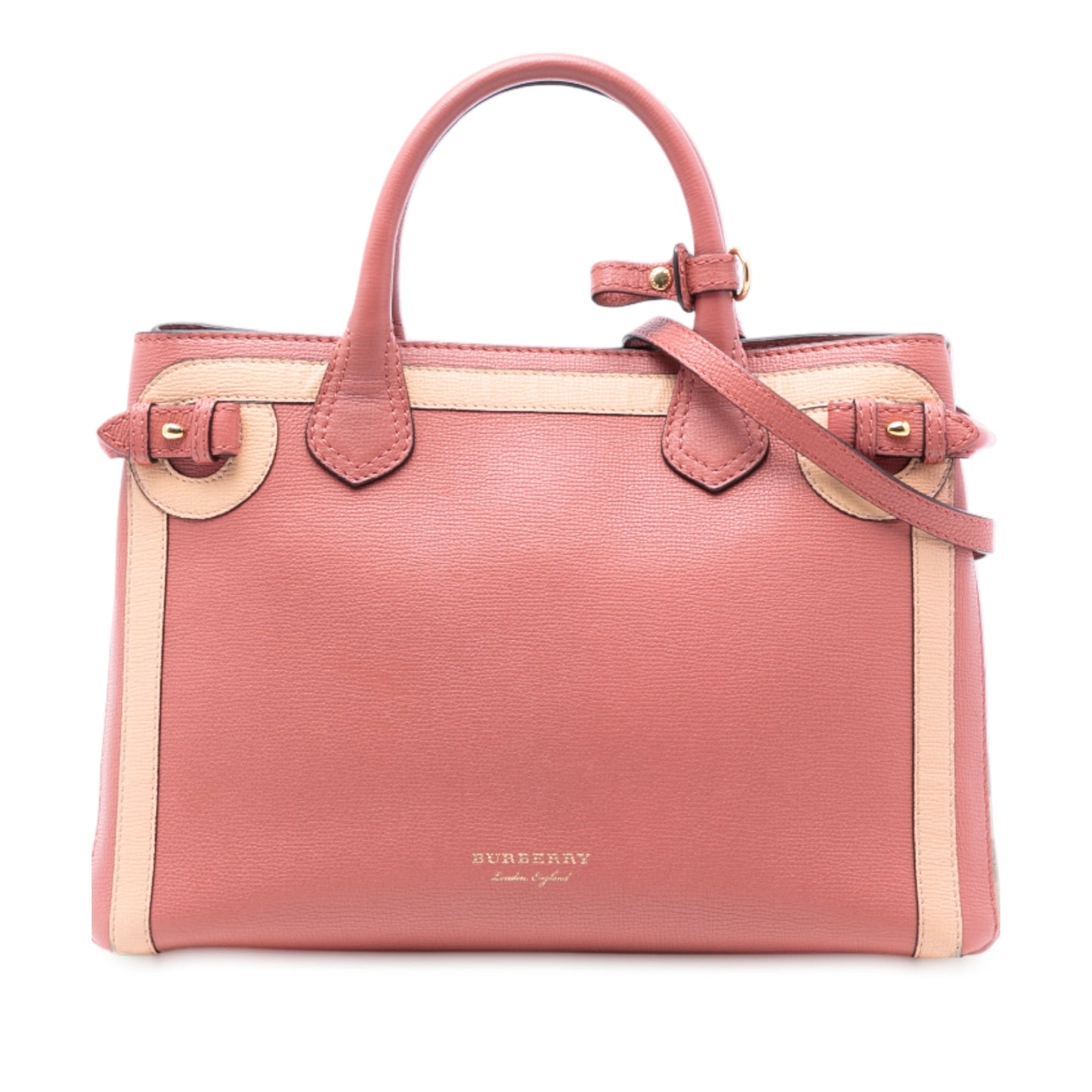 Burberry Medium Bicolor Leather and House Check Banner Satchel