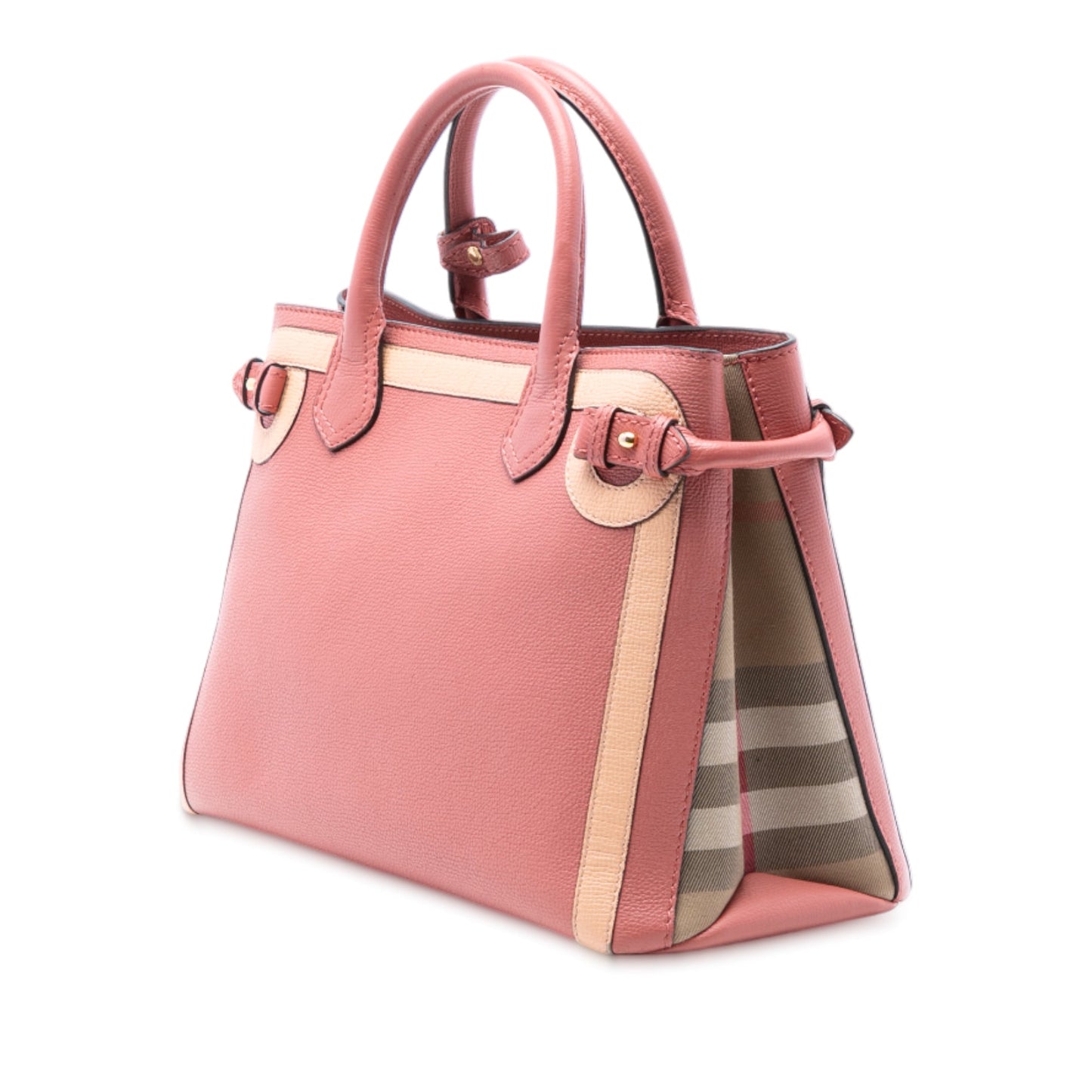 Burberry Medium Bicolor Leather and House Check Banner Satchel