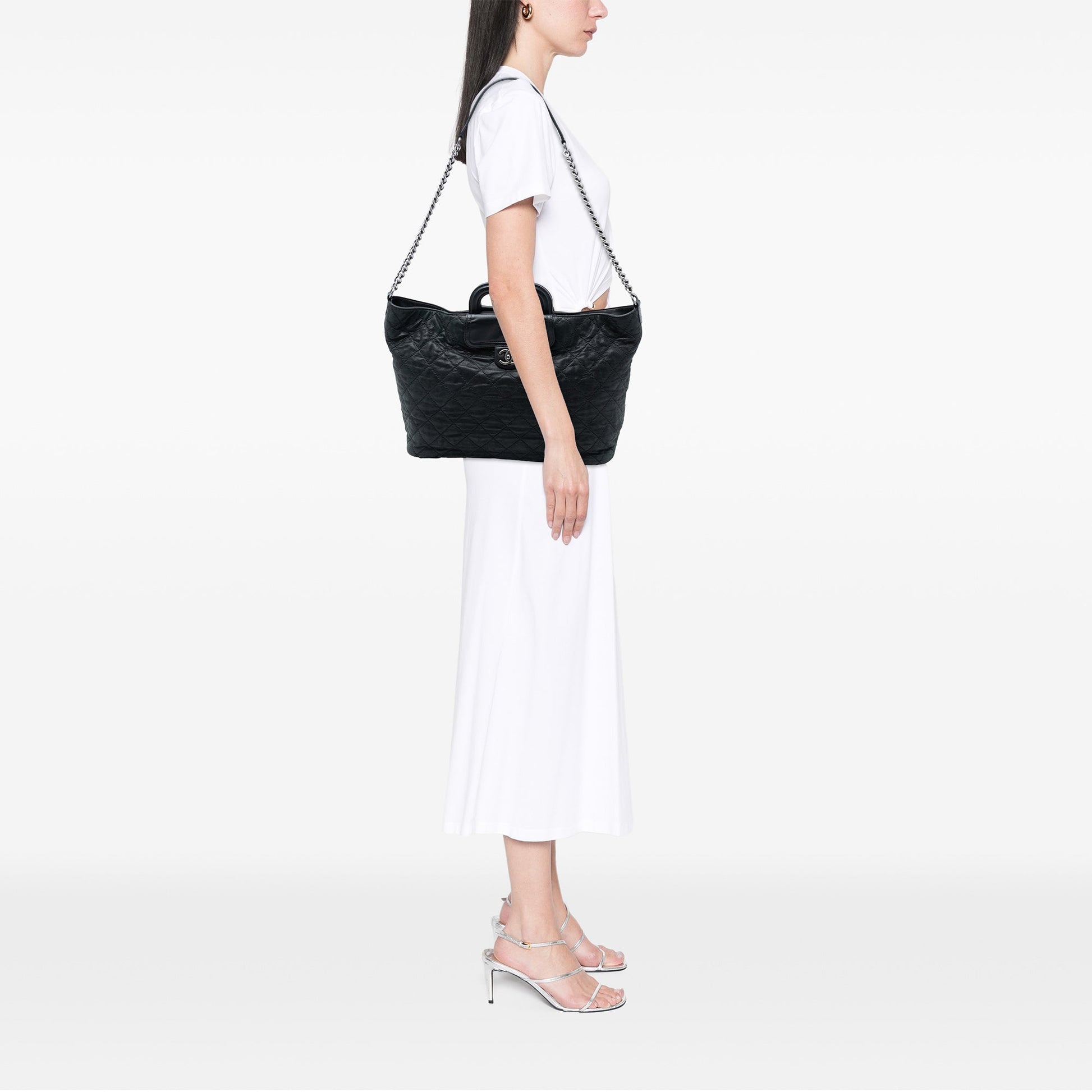 Chanel Large Iridescent Quilted Calfskin In The Mix Shopping Tote