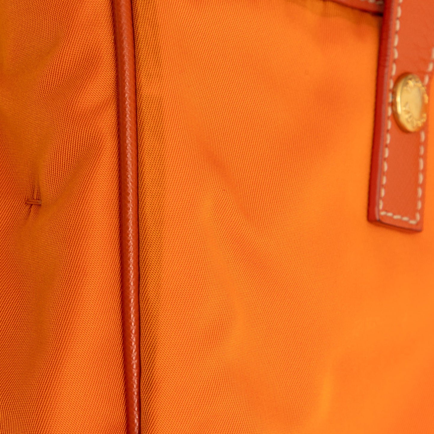 Prada Saffiano Trimmed Tessuto Logo Oro Satchel