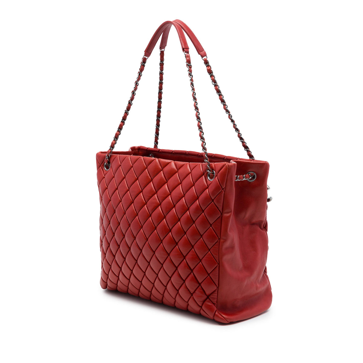 Chanel Large Quilted Lambskin New Bubble Tote — Red