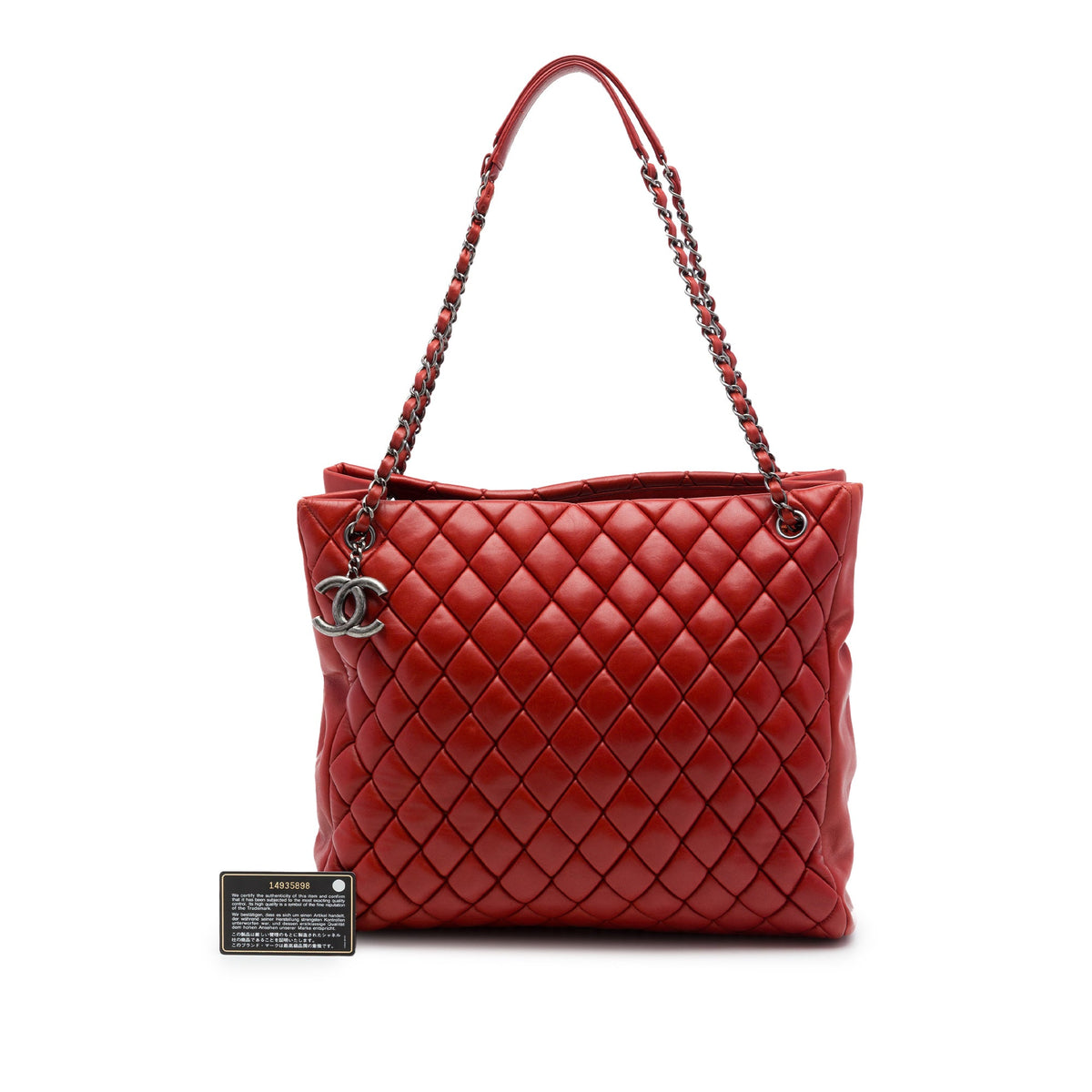 Chanel Large Quilted Lambskin New Bubble Tote — Red