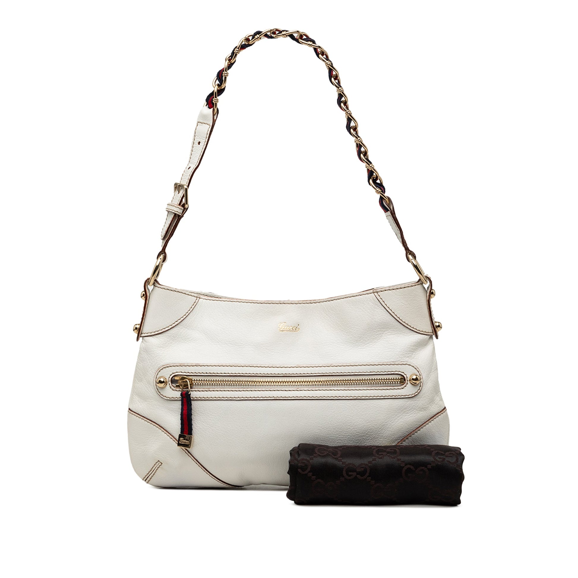Gucci Calfskin Web Capri Ranch Kid Shoulder Bag