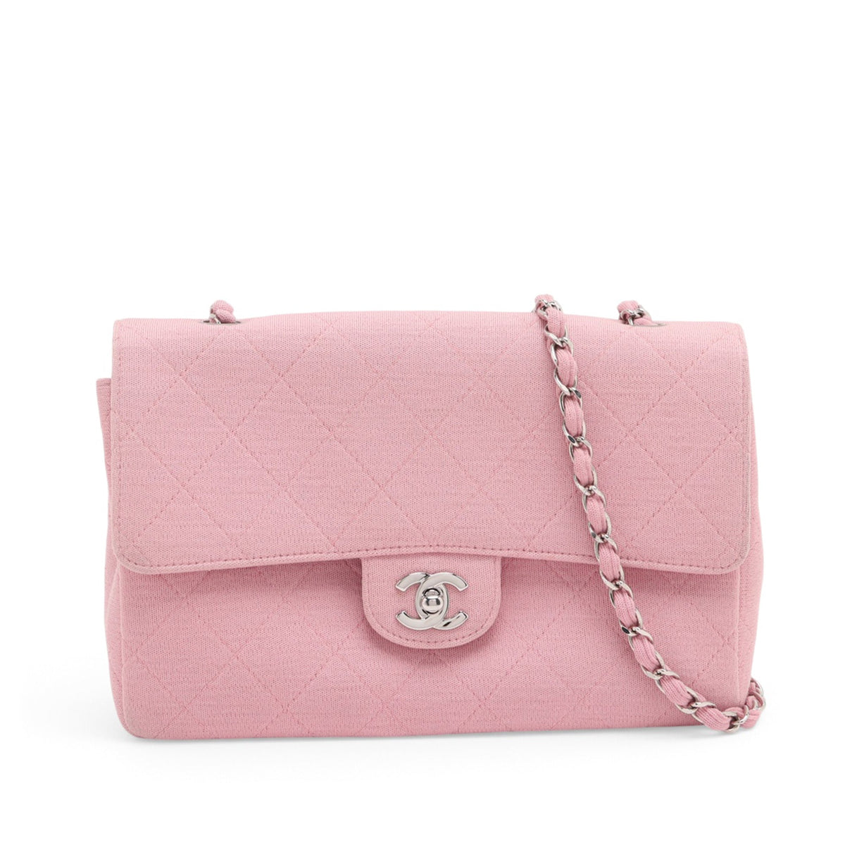 Chanel Medium Classic Jersey Single Flap — Pink