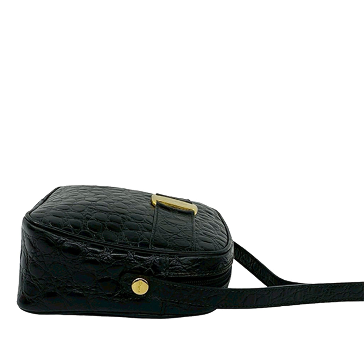 Ferragamo Croc Embossed Leather Vara Crossbody