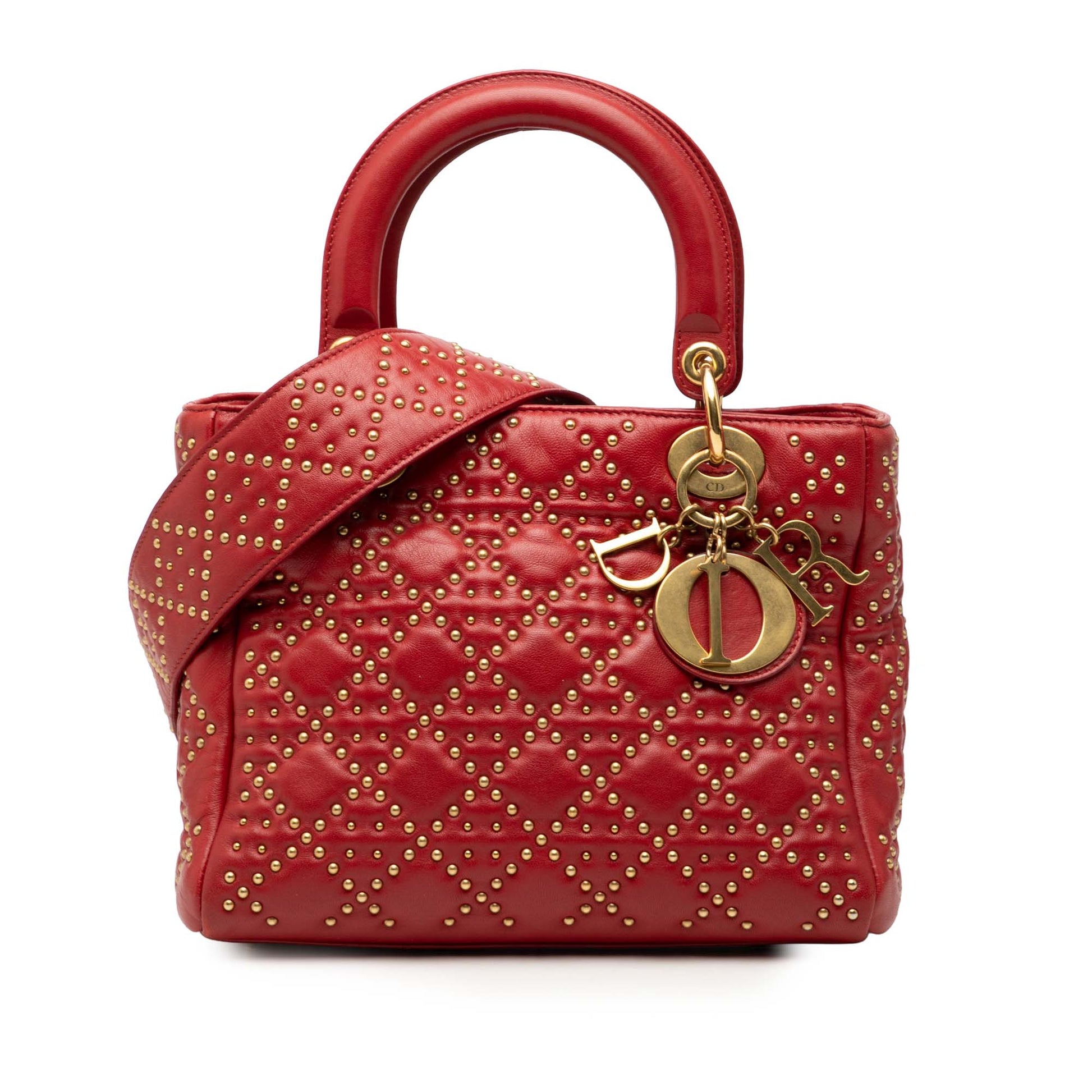 Dior Medium Lambskin Cannage Studded Supple Lady Dior