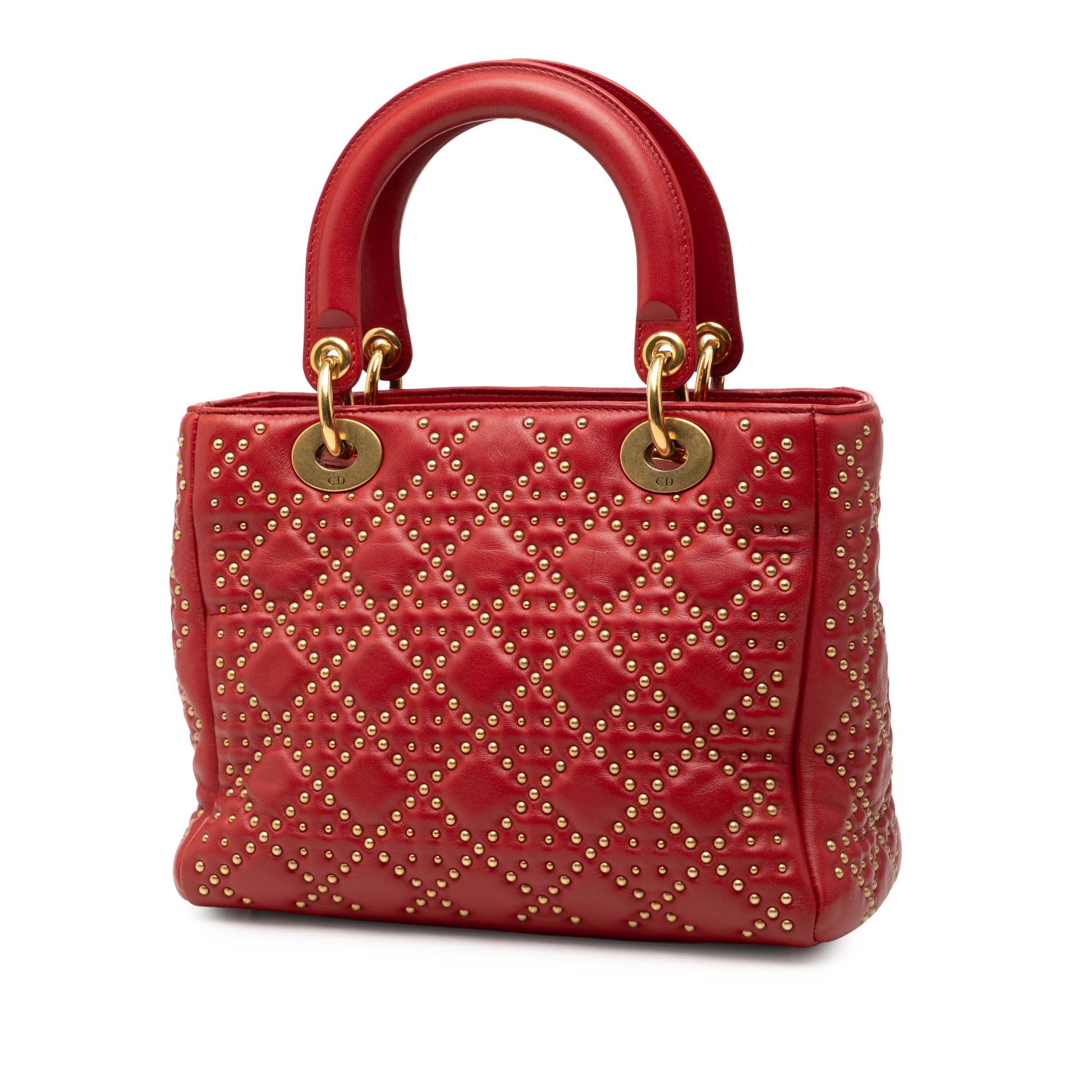 Dior Medium Lambskin Cannage Studded Supple Lady Dior
