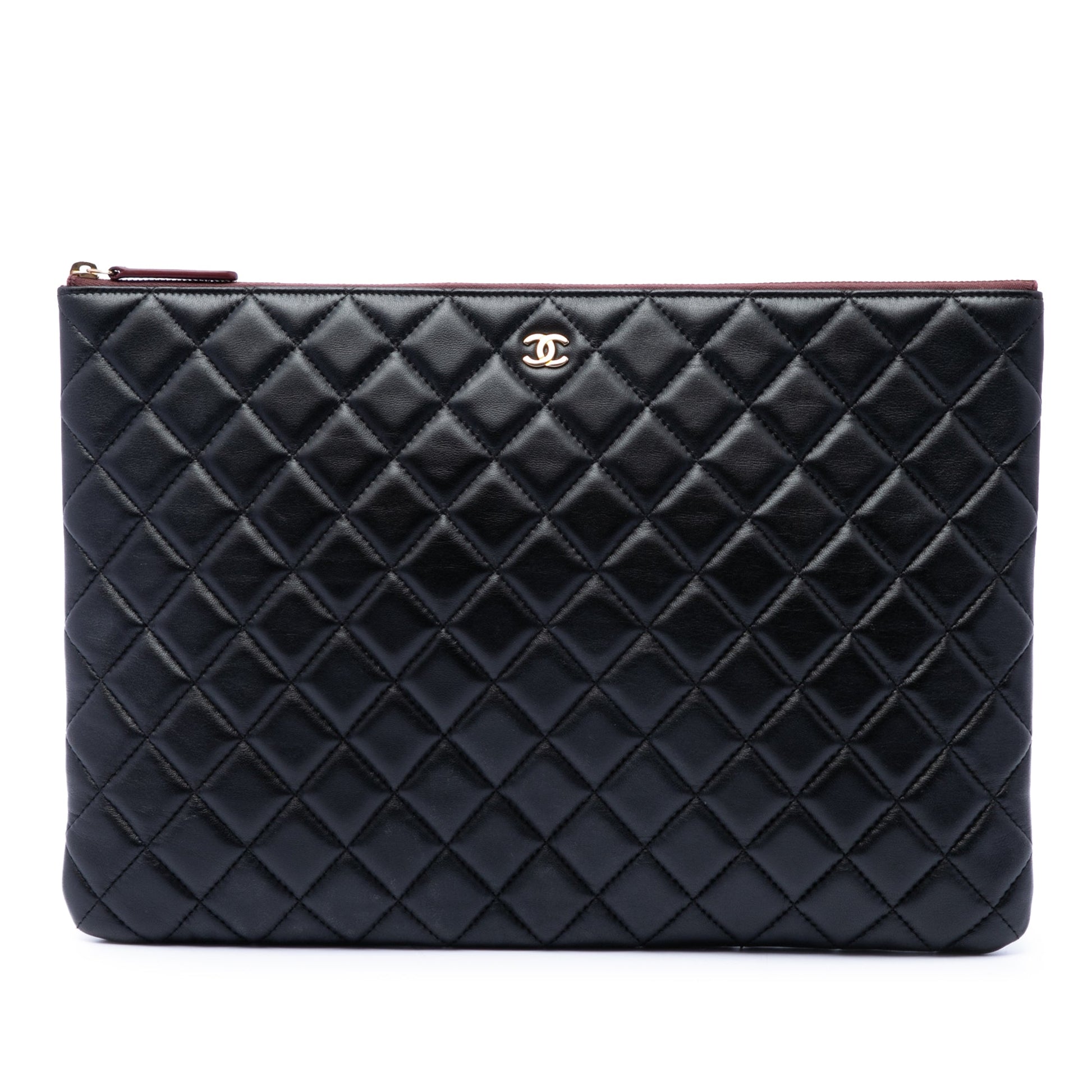 Chanel Large Quilted Lambskin O Case Clutch