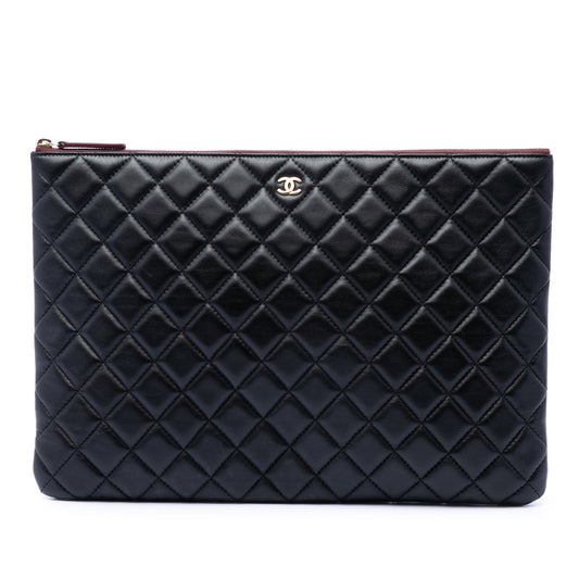 Chanel Large Quilted Lambskin O Case Clutch