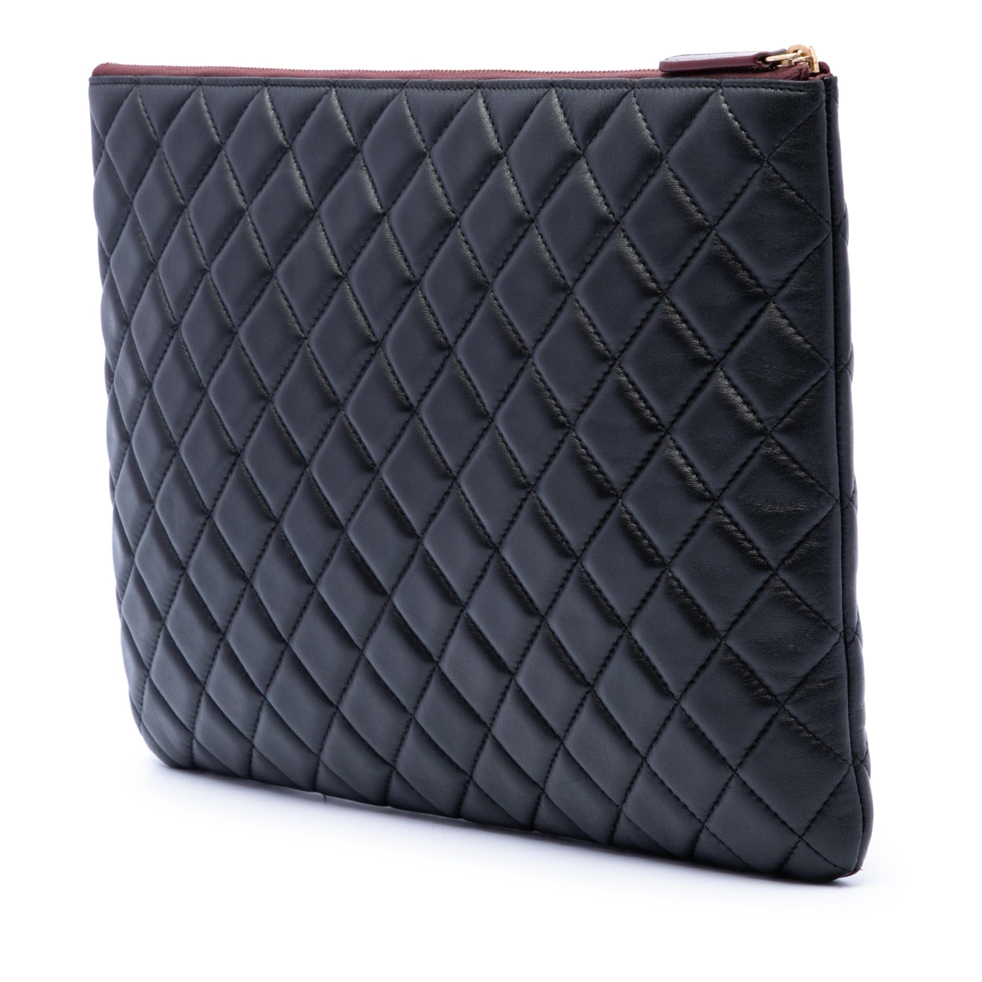 Chanel Large Quilted Lambskin O Case Clutch