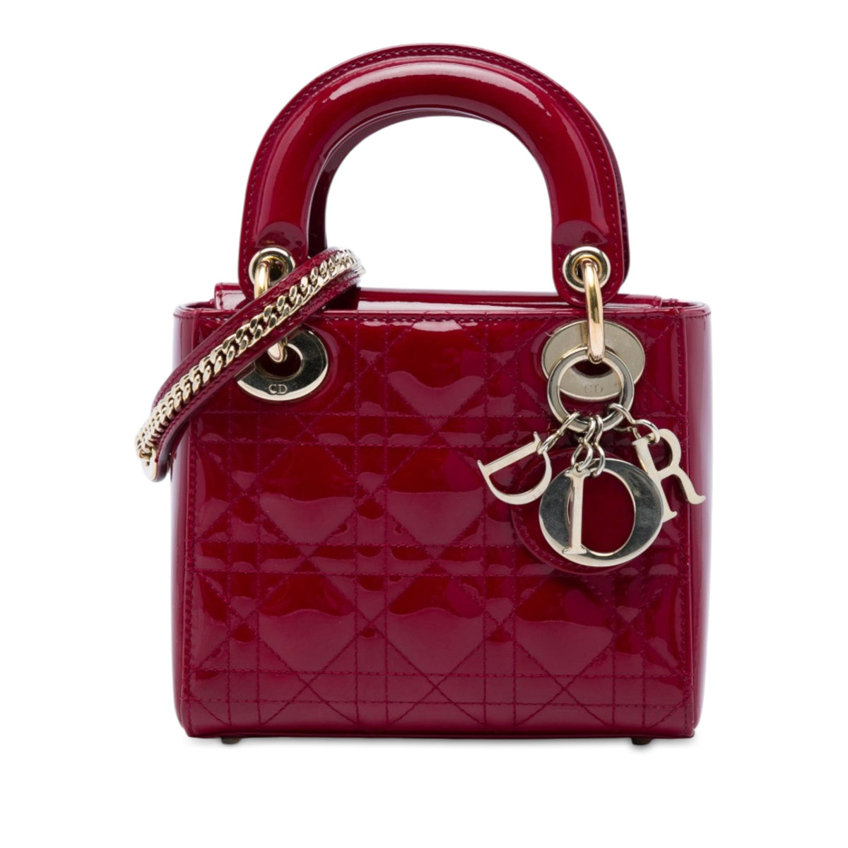 Dior Mini Patent Cannage Lady Dior — Red