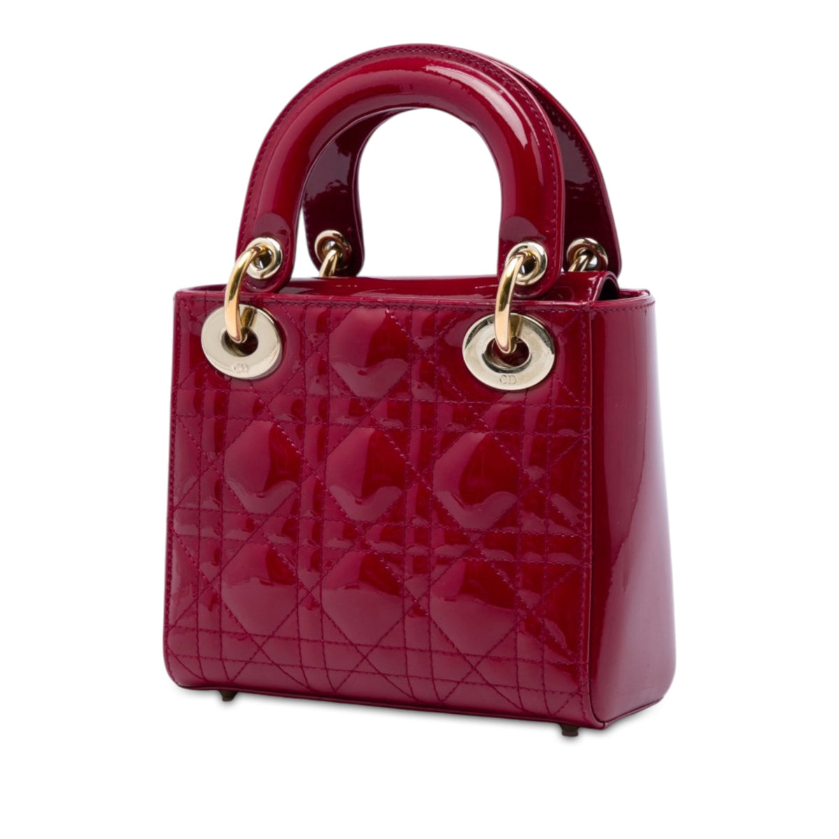 Dior Mini Patent Cannage Lady Dior — Red