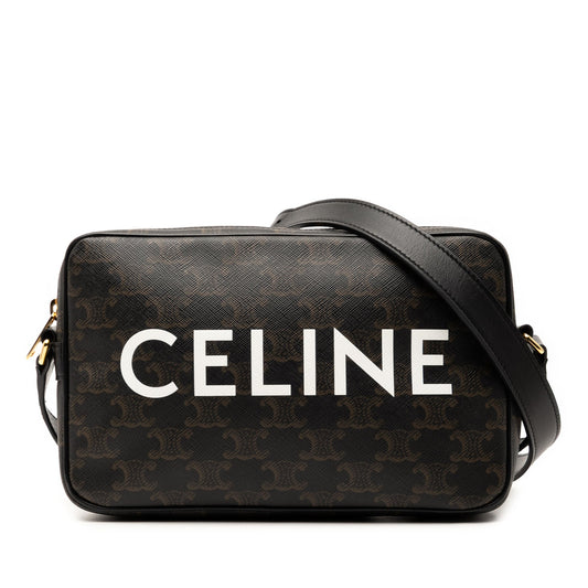 Celine Medium Triomphe Coated Canvas Logo Crossbody