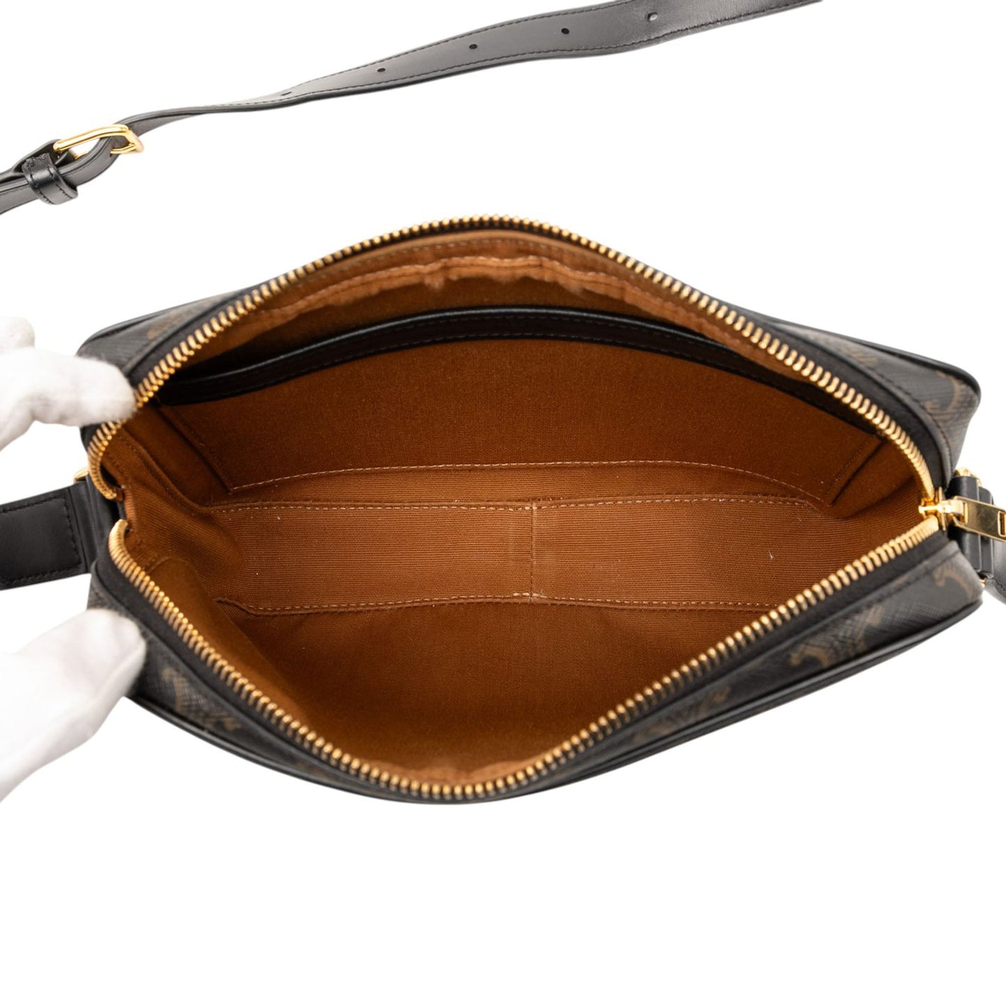 Celine Medium Triomphe Coated Canvas Logo Crossbody