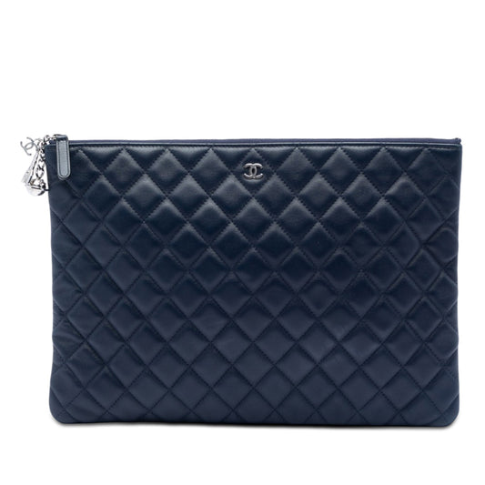 Chanel Large Quilted Lambskin Cosmo Charm O Case Clutch