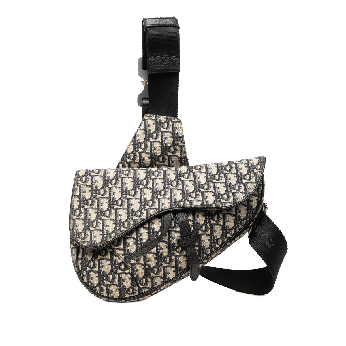 Dior Oblique Canvas Saddle Crossbody — Blue