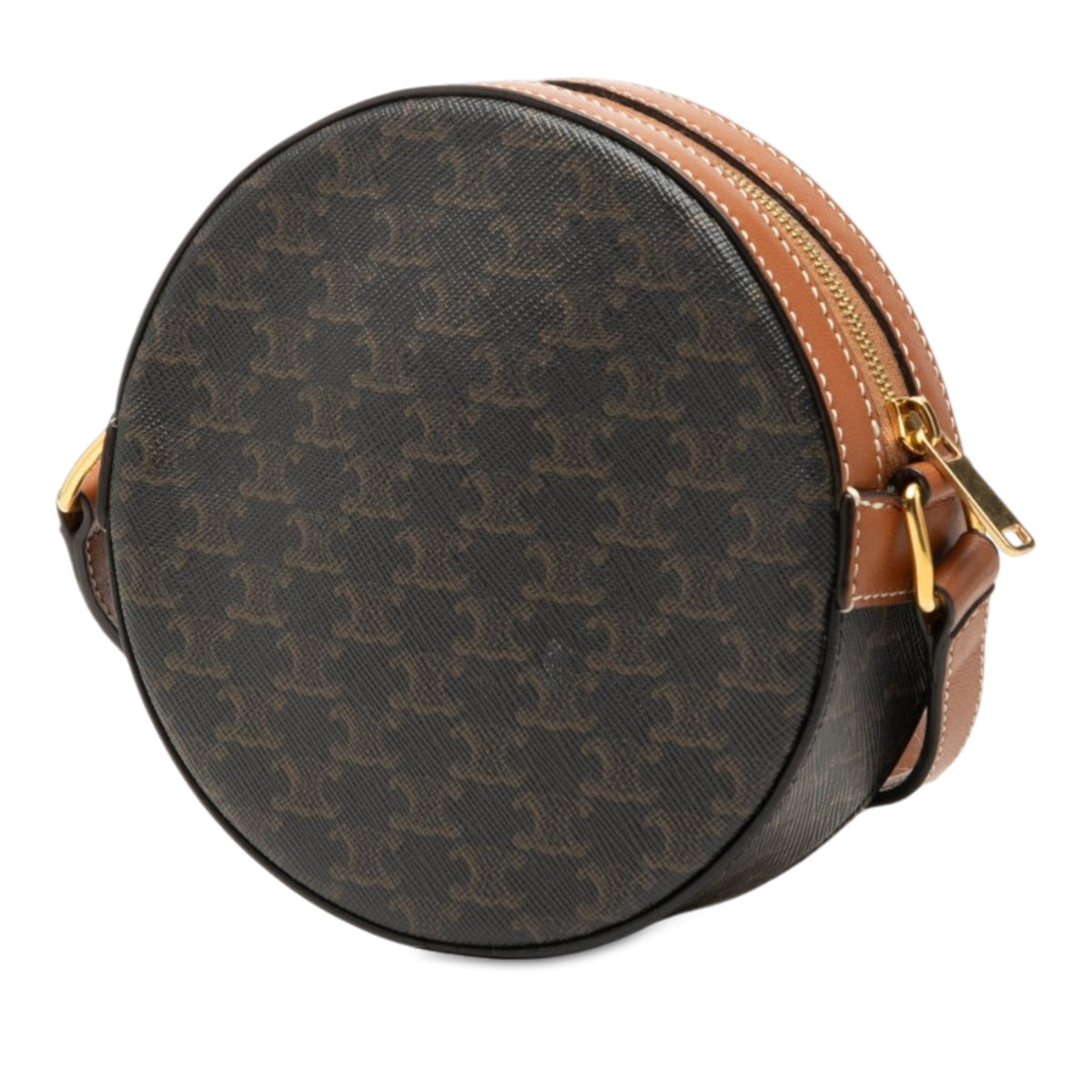 Celine Triomphe Coated Canvas Round Purse on Strap