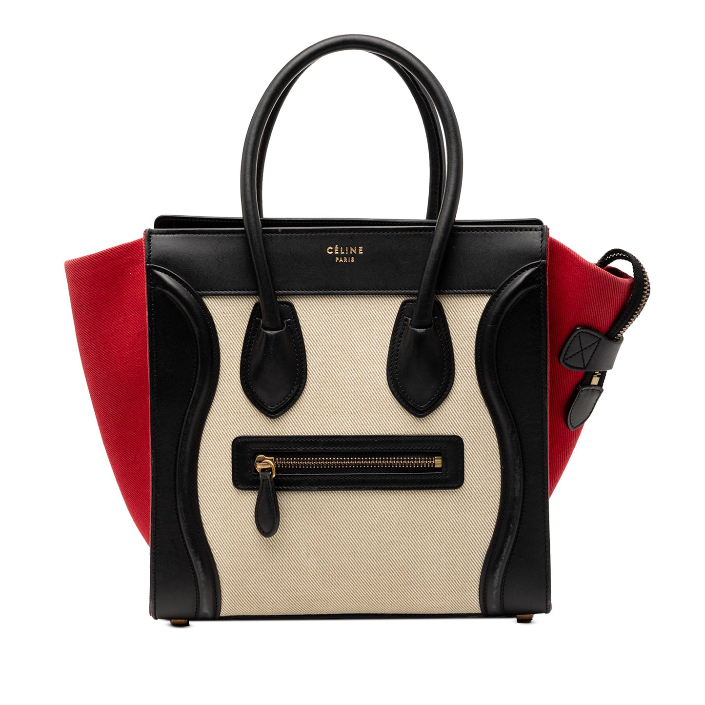 Celine Micro Tricolor Canvas and Leather Luggage Tote