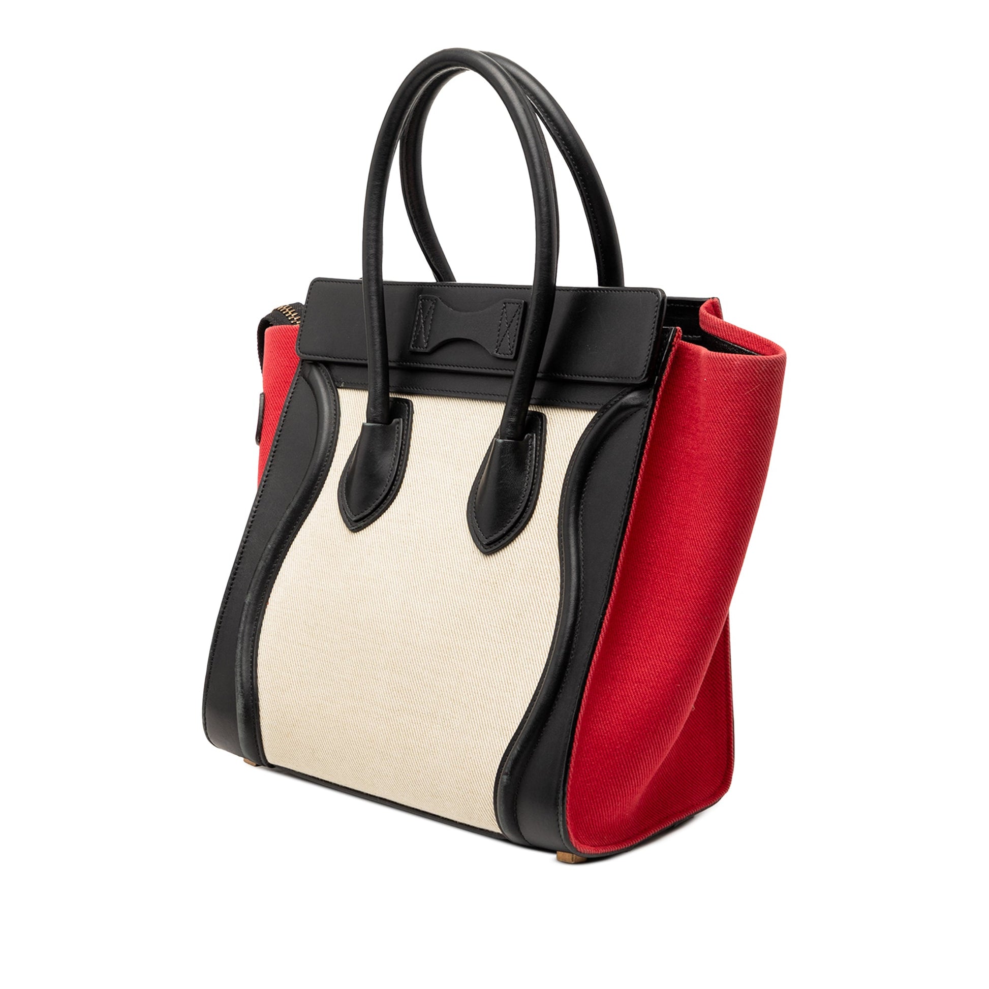 Celine Micro Tricolor Canvas and Leather Luggage Tote
