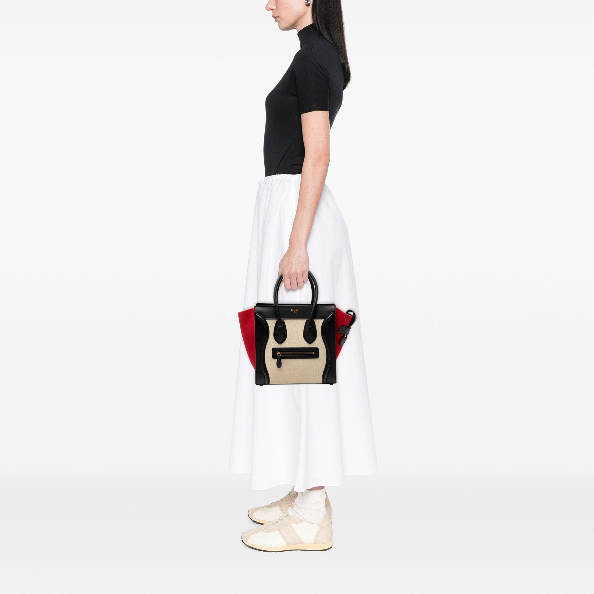Celine Micro Tricolor Canvas and Leather Luggage Tote