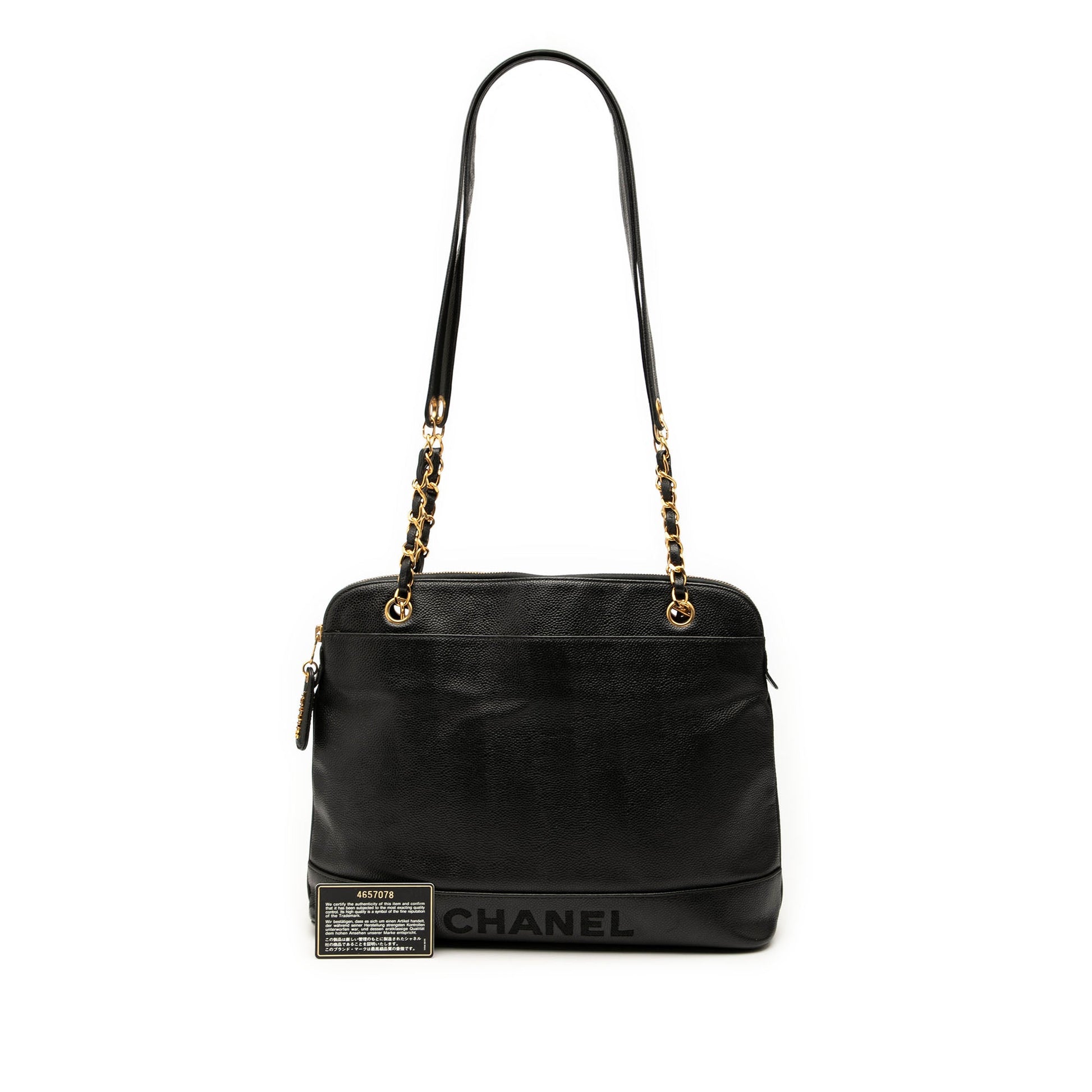 Chanel Caviar Logo Chain Shoulder Bag