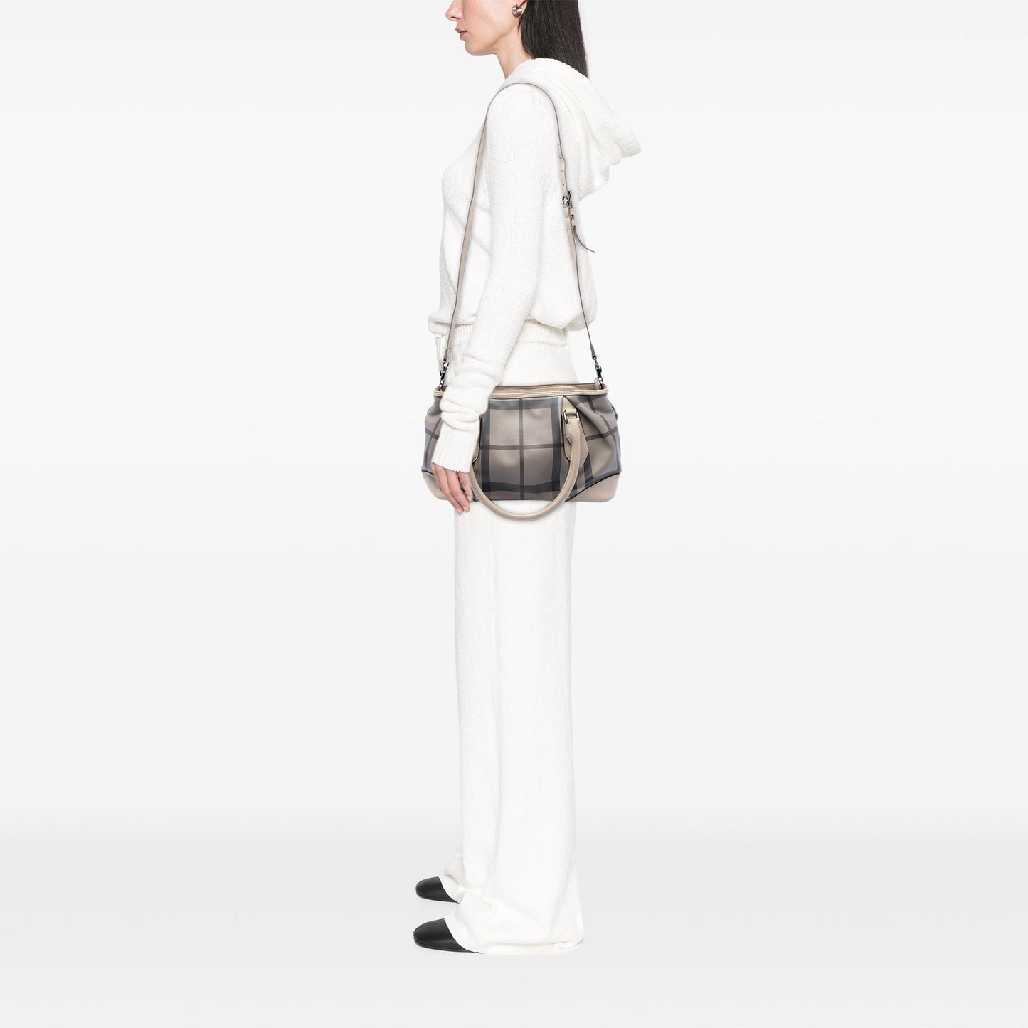 Burberry Smoke Check Coated Canvas Heathcliff Satchel