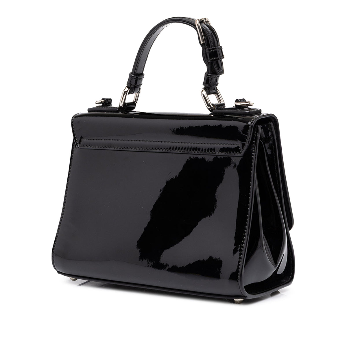 Dolce & Gabbana Small Patent Miss Monica Top Handle — Black