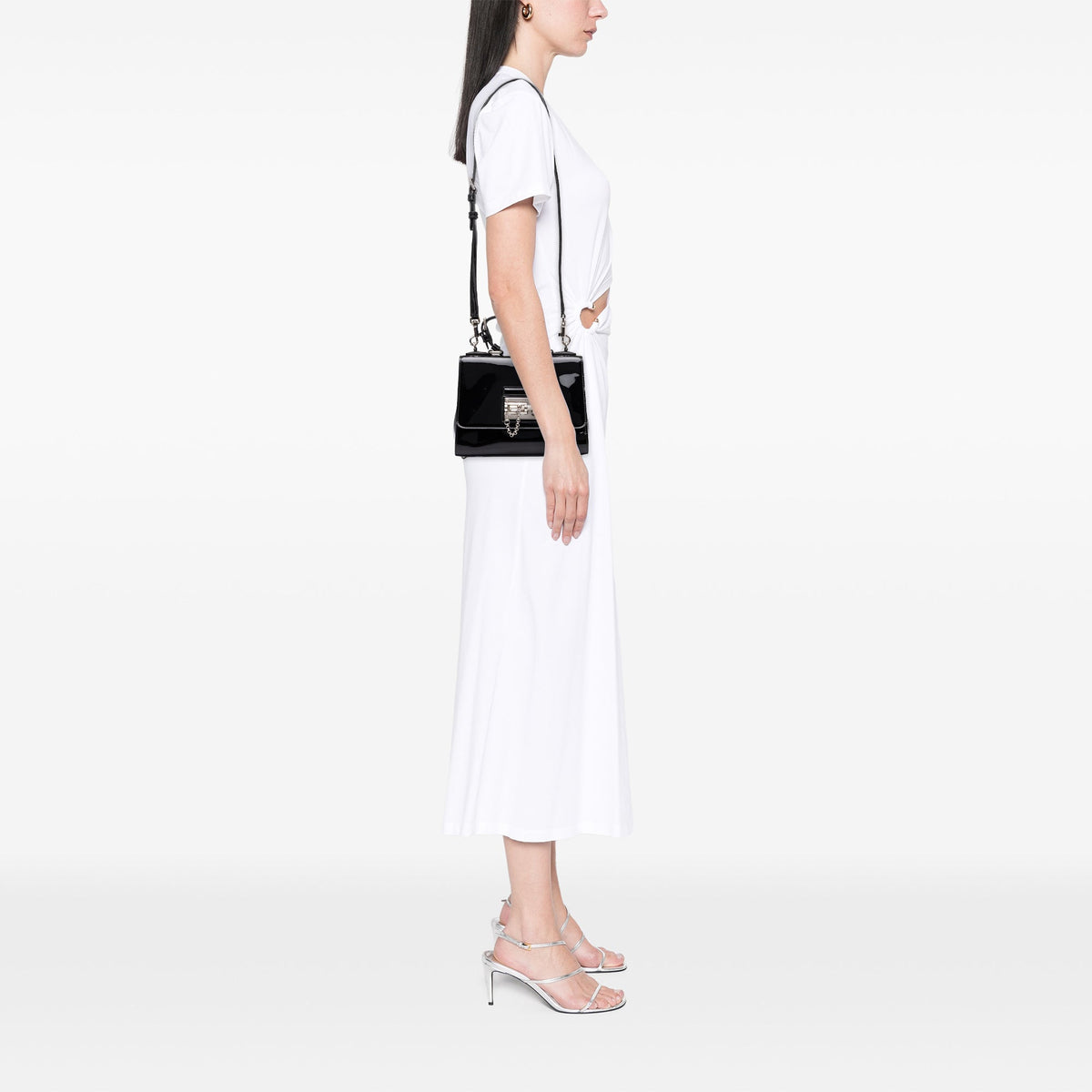 Dolce & Gabbana Small Patent Miss Monica Top Handle — Black