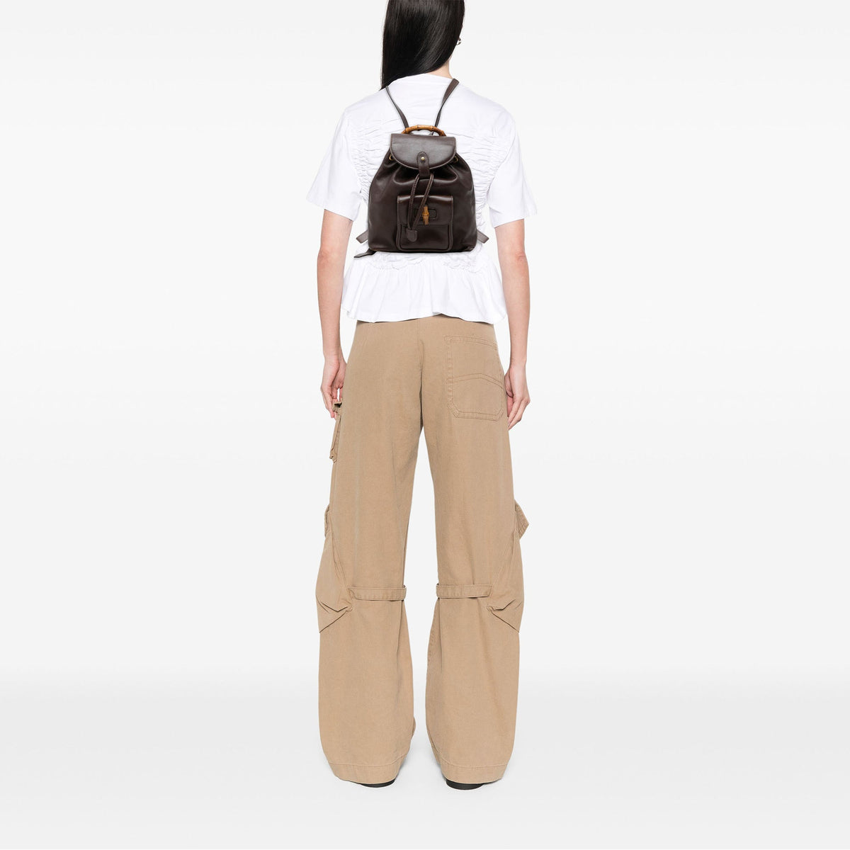 Gucci Mini Calfskin Bamboo Drawstring Backpack