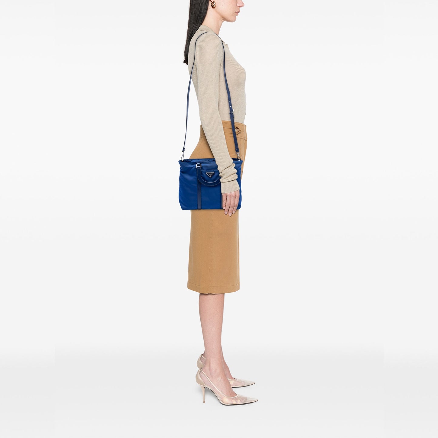 Vitello Trimmed Tessuto Satchel