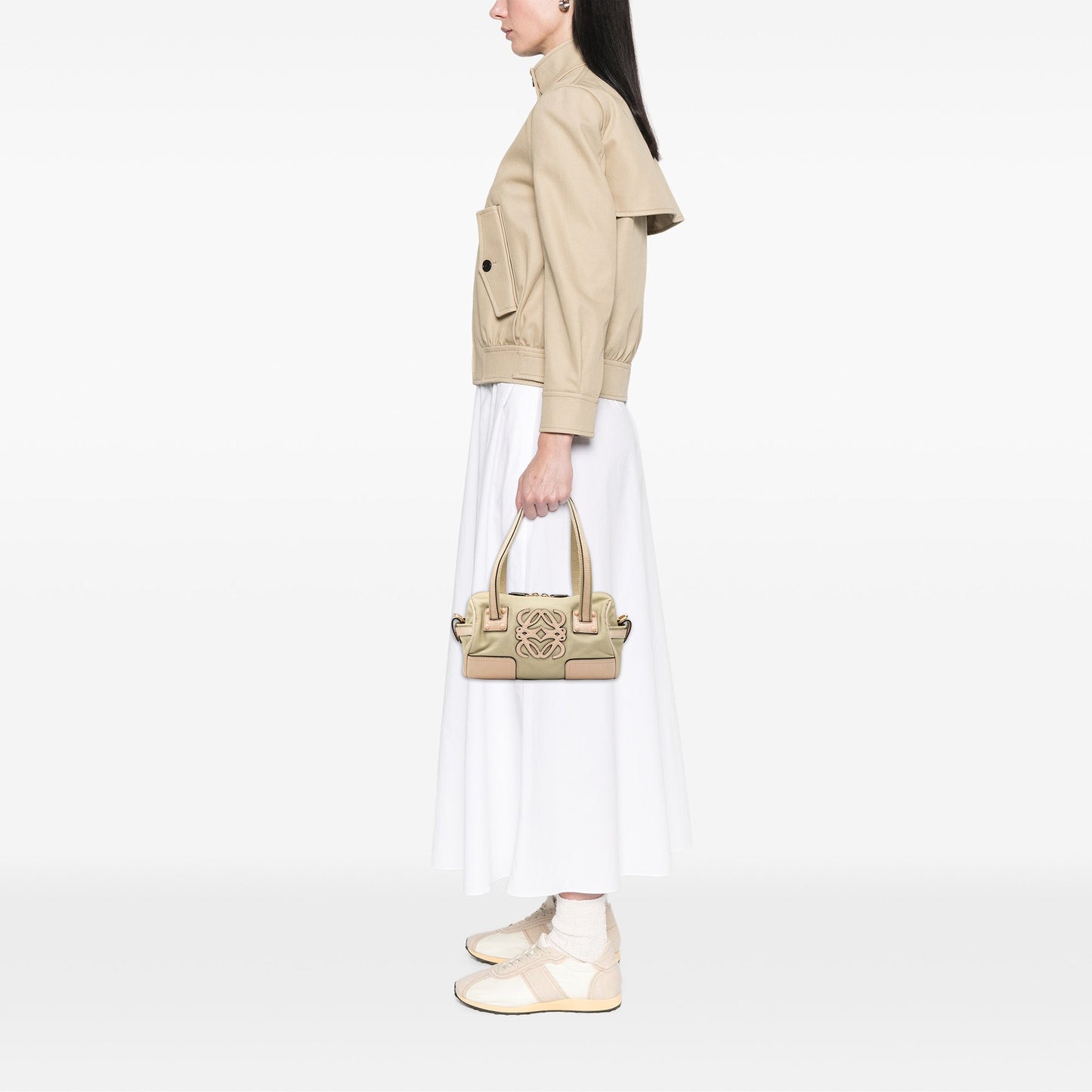 LOEWE Mini Anagram Canvas Barrel Bag