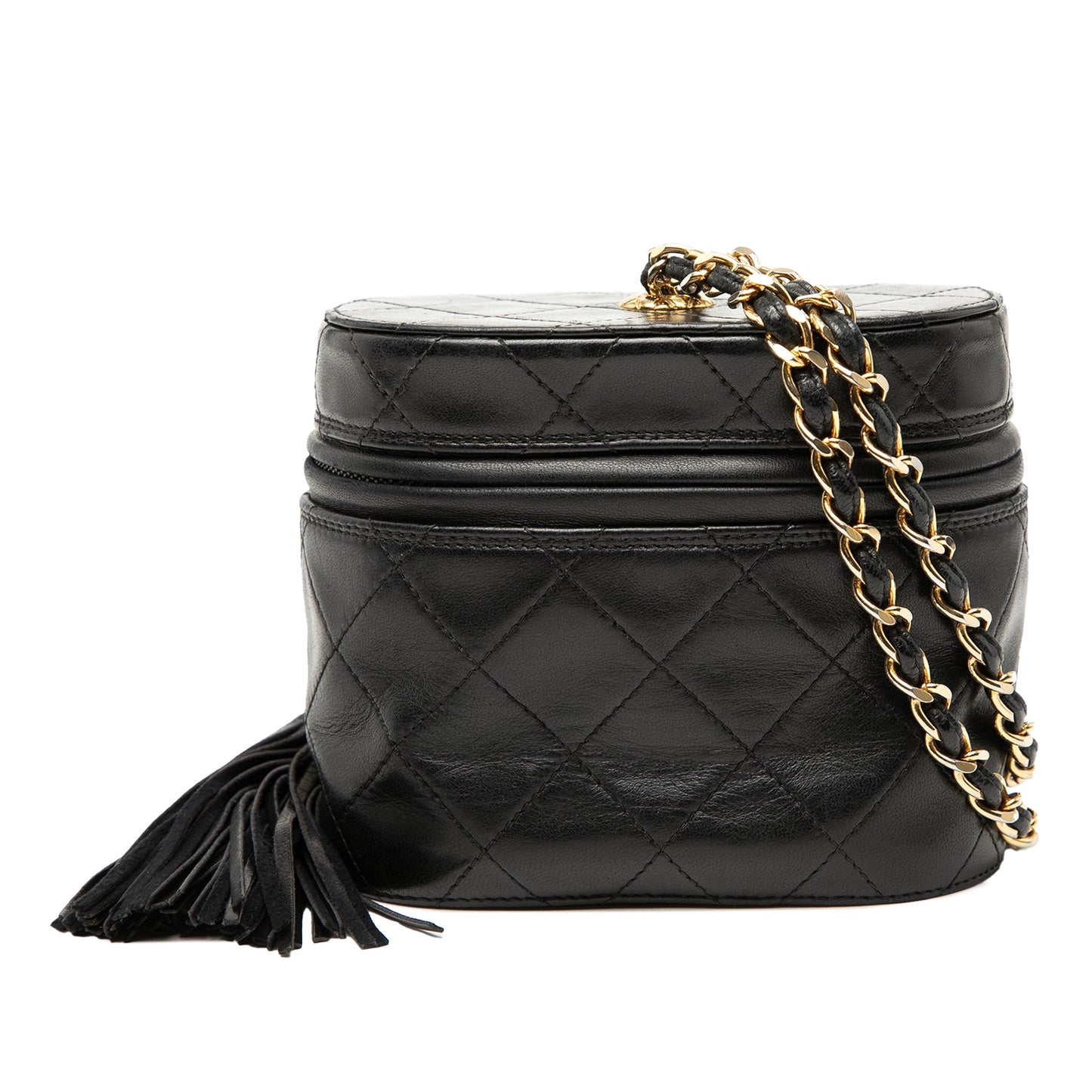 Quilted Lambskin Tassel Vanity Case with Chain