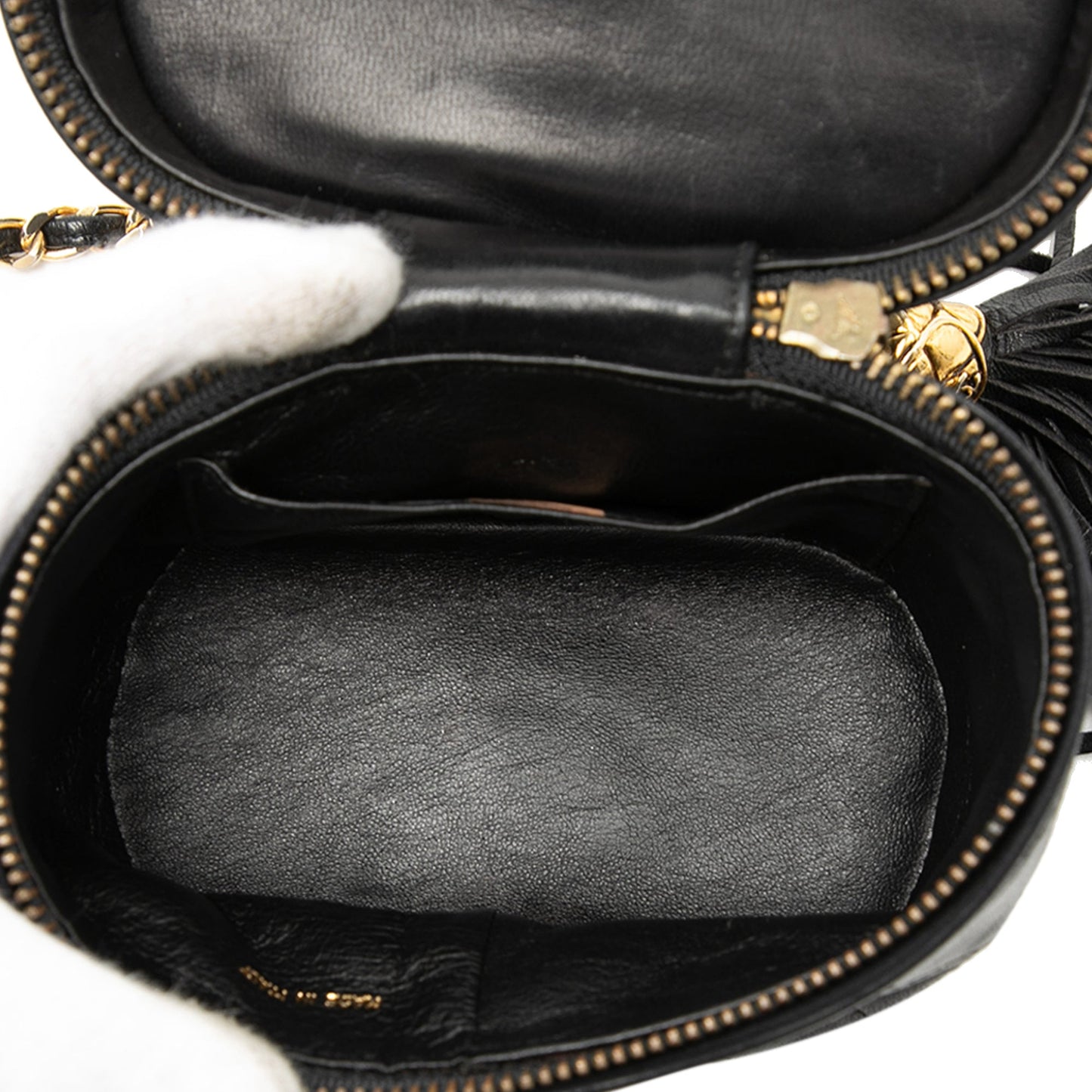 Quilted Lambskin Tassel Vanity Case with Chain