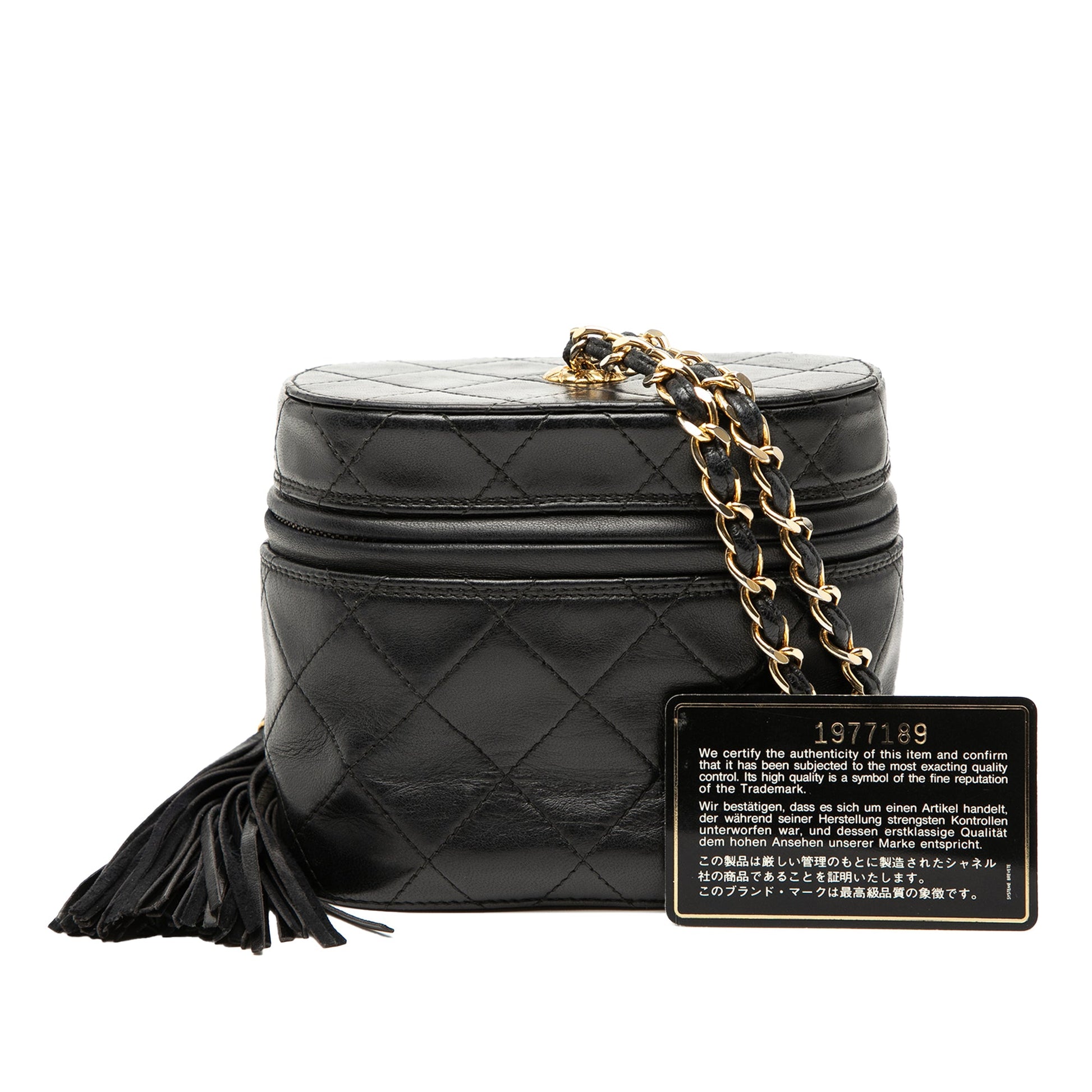 Quilted Lambskin Tassel Vanity Case with Chain