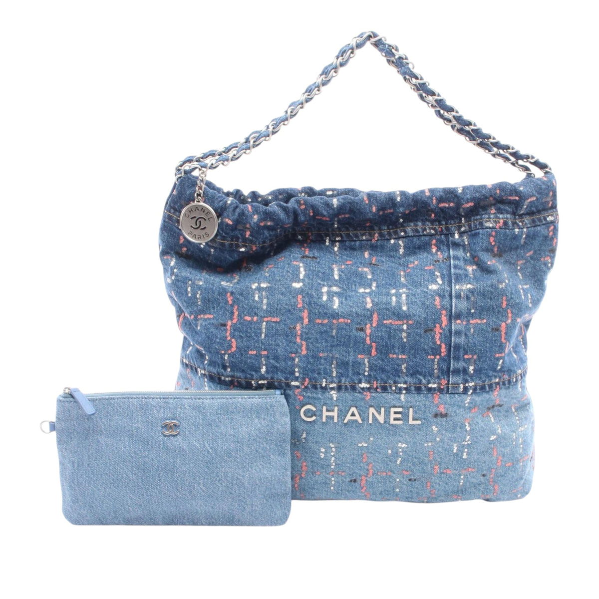 Chanel Large Denim Sequin Embellished 22 Hobo
