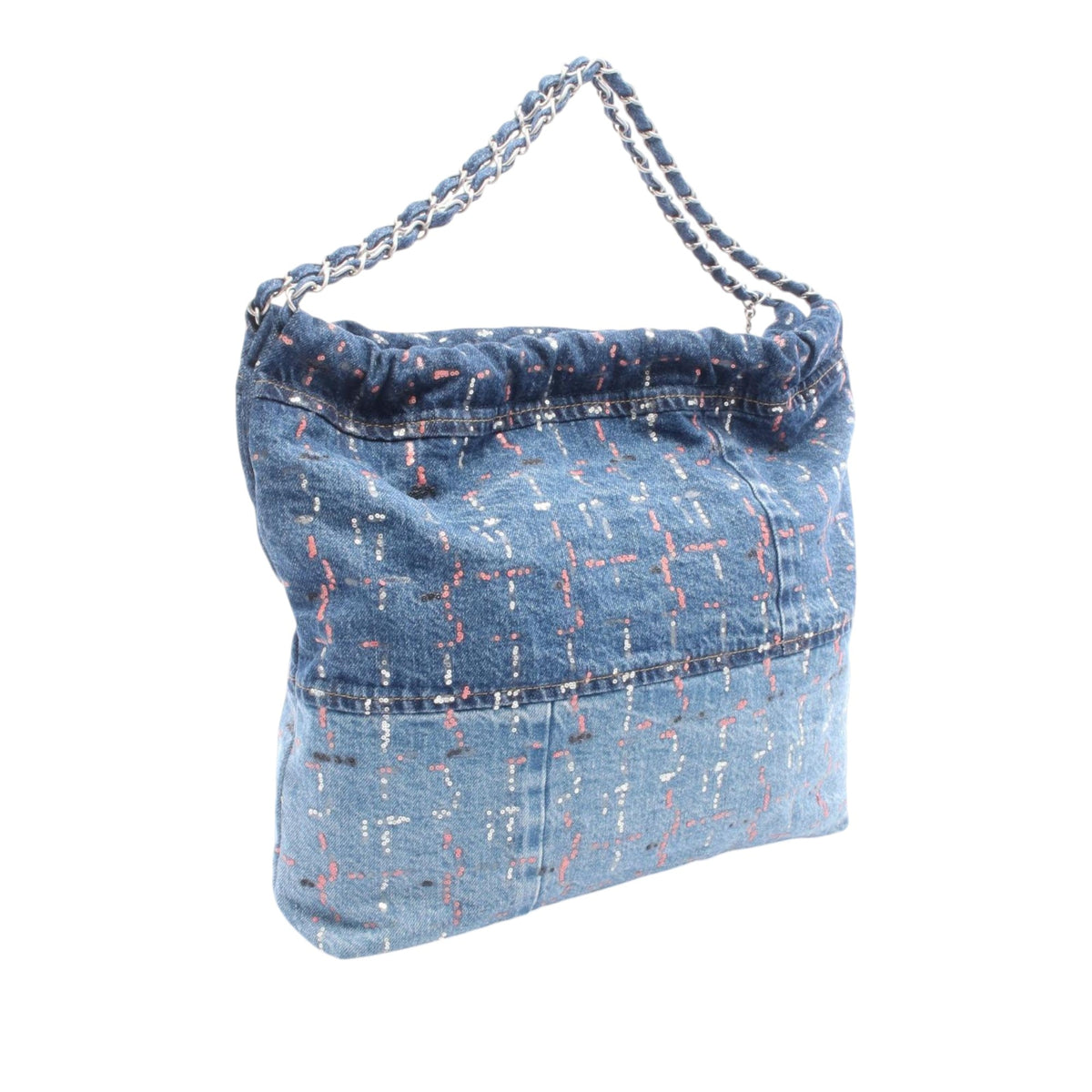 Chanel Large Denim Sequin Embellished 22 Hobo
