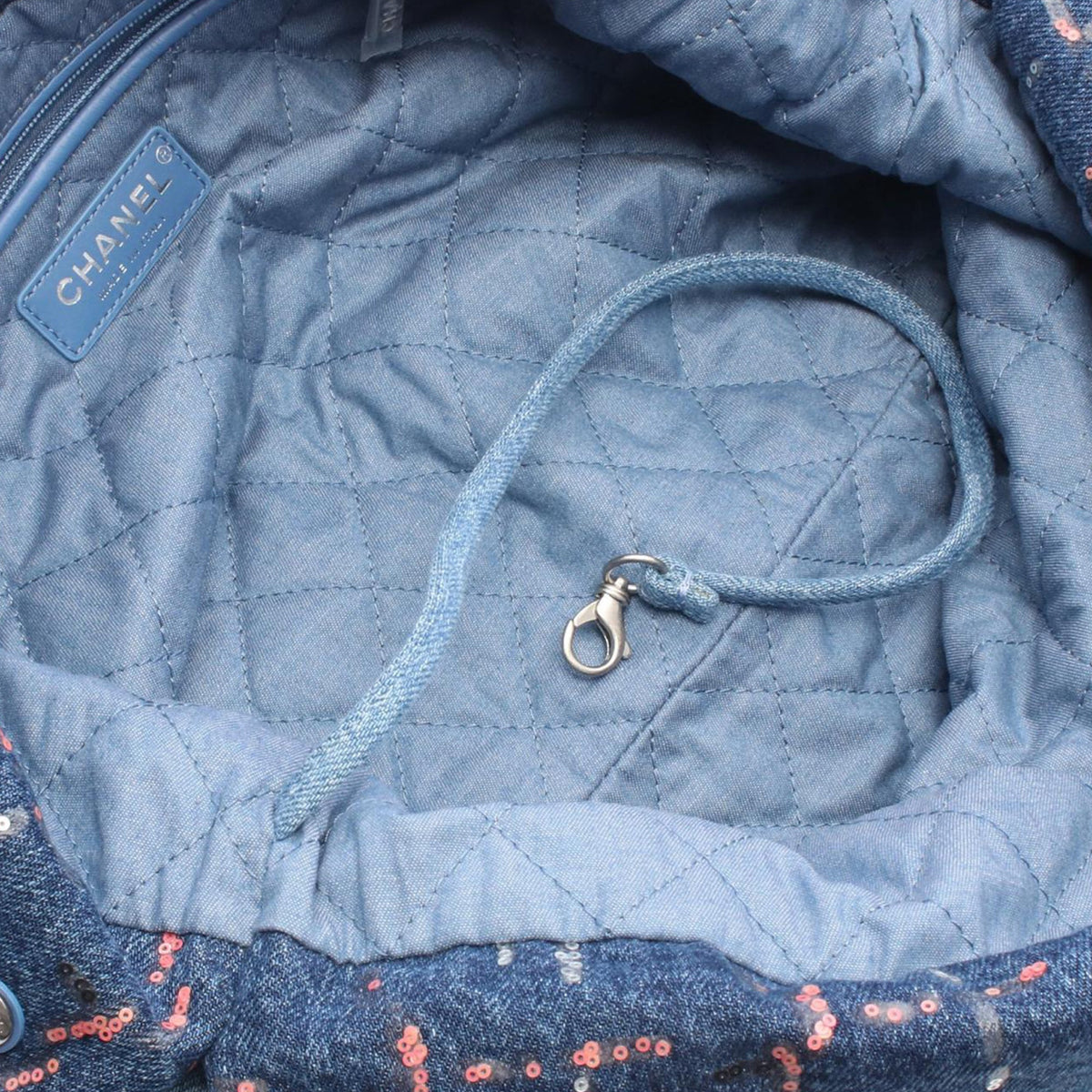 Chanel Large Denim Sequin Embellished 22 Hobo