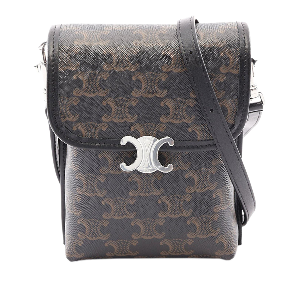 Celine Coated Canvas Triomphe Soft Vertical Pouch